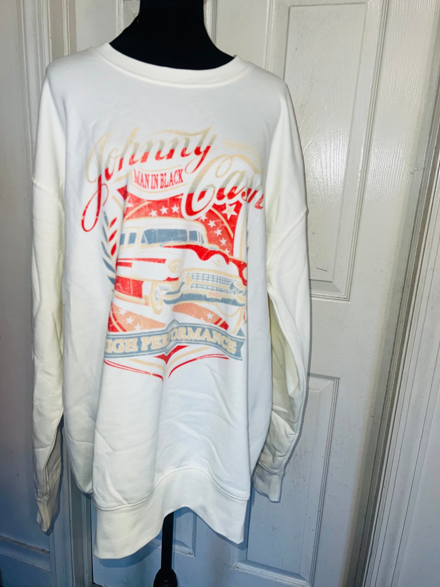 Johnny Cash Oversized Distressed Sweatshirt