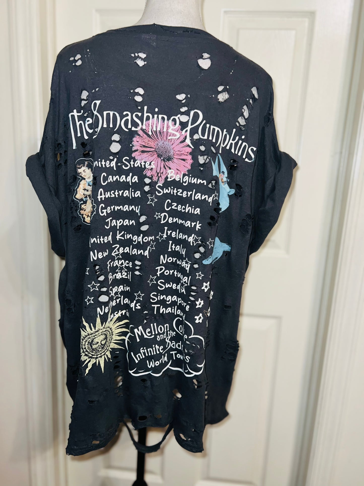 Smashing Pumpkins Double Sided Oversized Distressed Tee