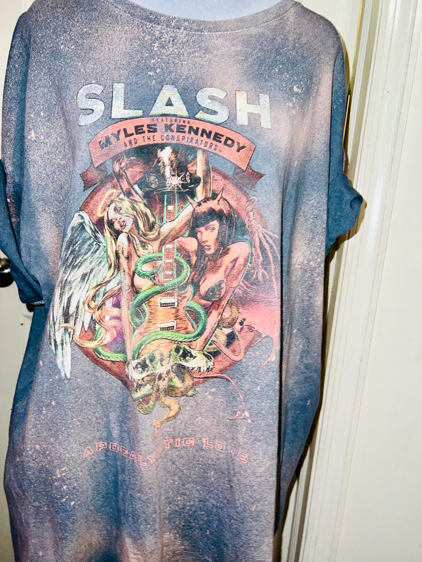 Bleached Slash Distressed Oversized Tee