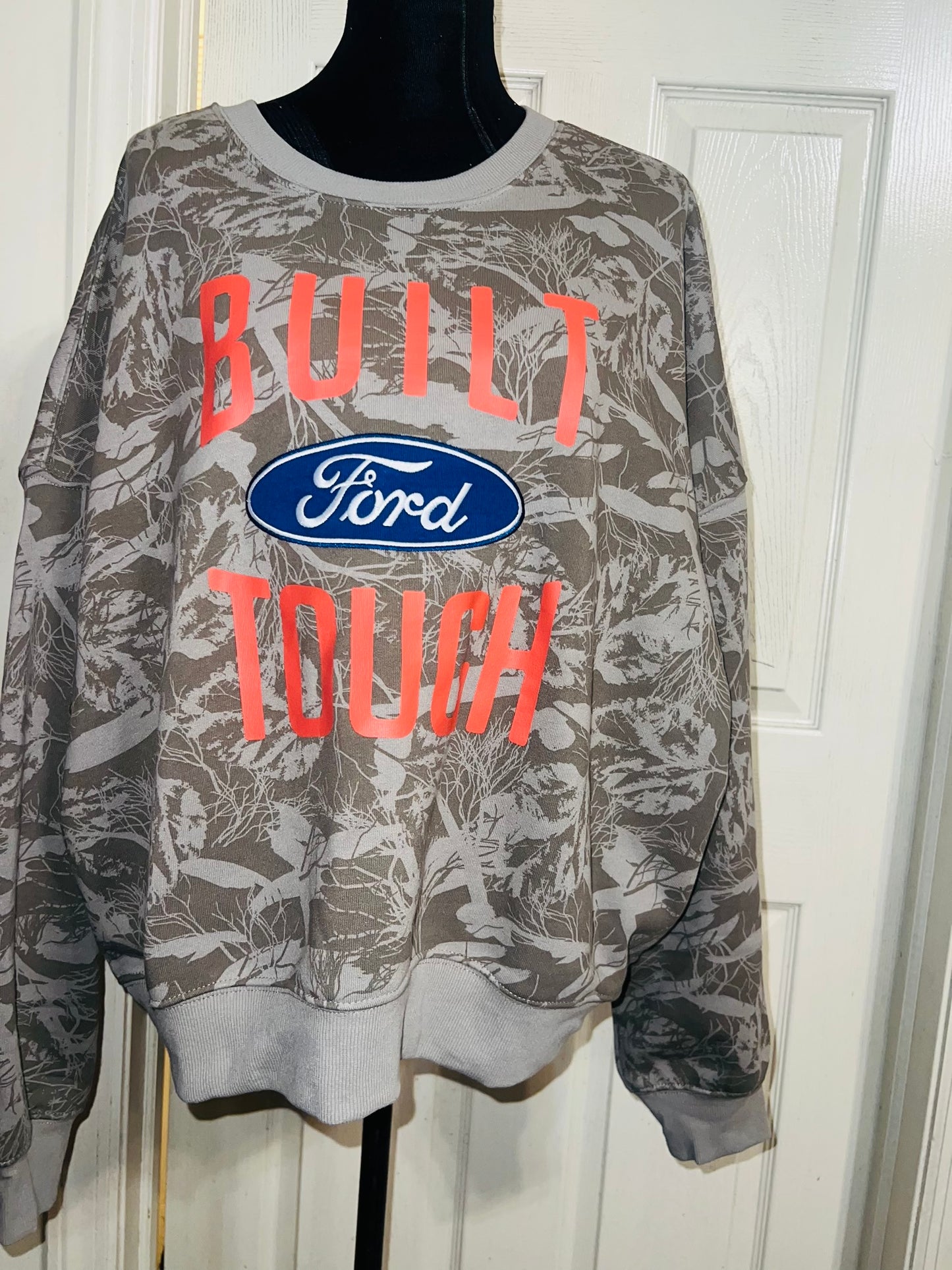 Ford Oversized Distressed Camo Sweatshirt