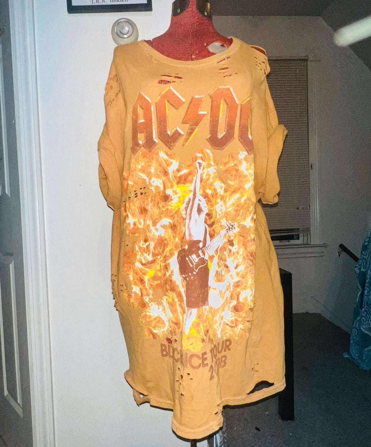AC/DC Bleached Oversized Distressed Tee