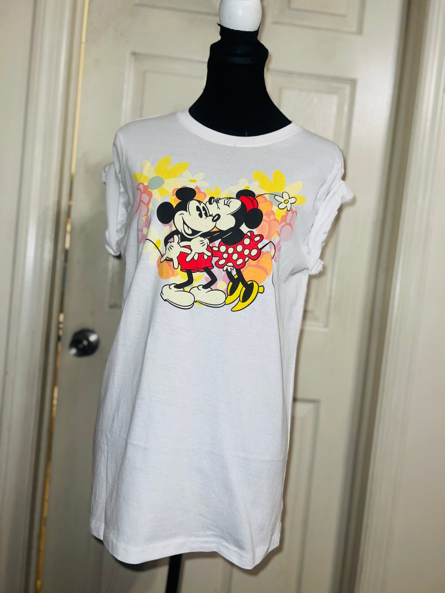 Mickey and Minnie Mouse Oversized Distressed Tee