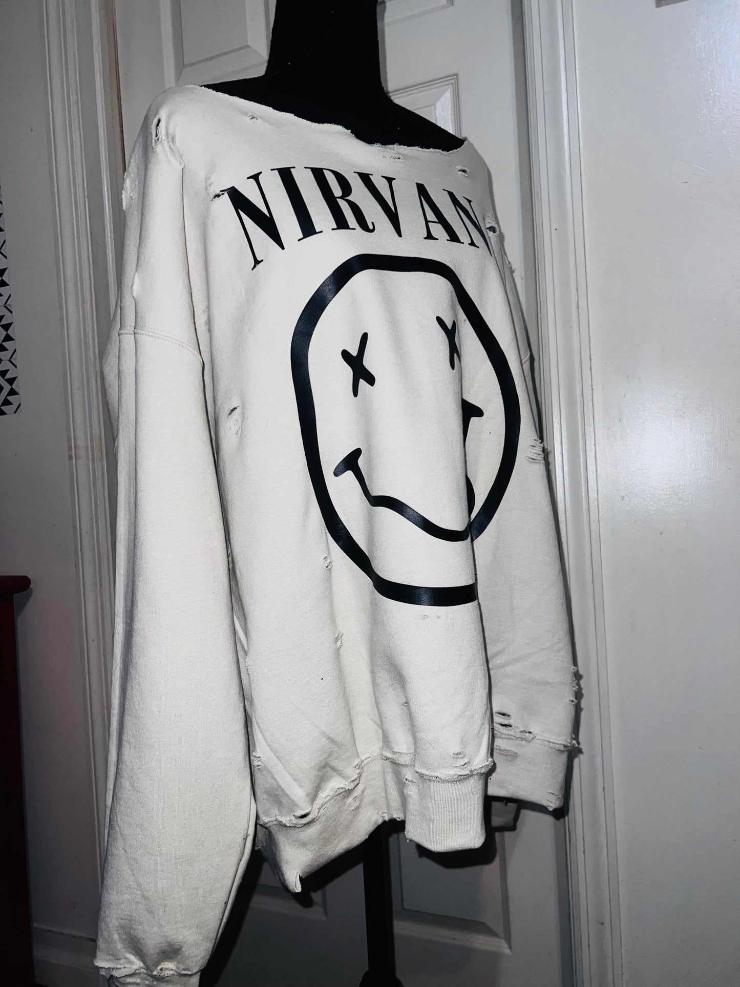 Nirvana Oversized Distressed Sweatshirt