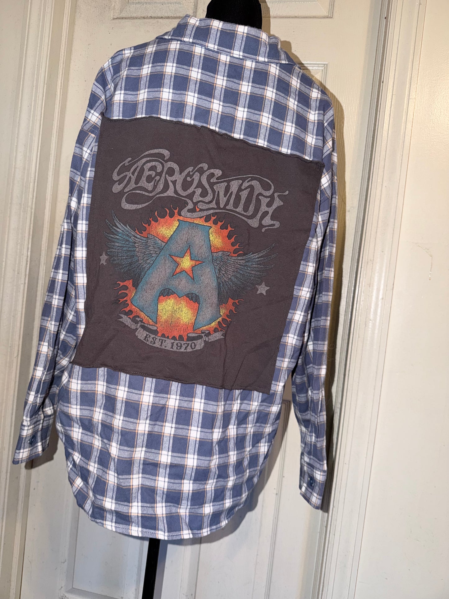 Aerosmith Oversized Double Sided Distressed Flannel