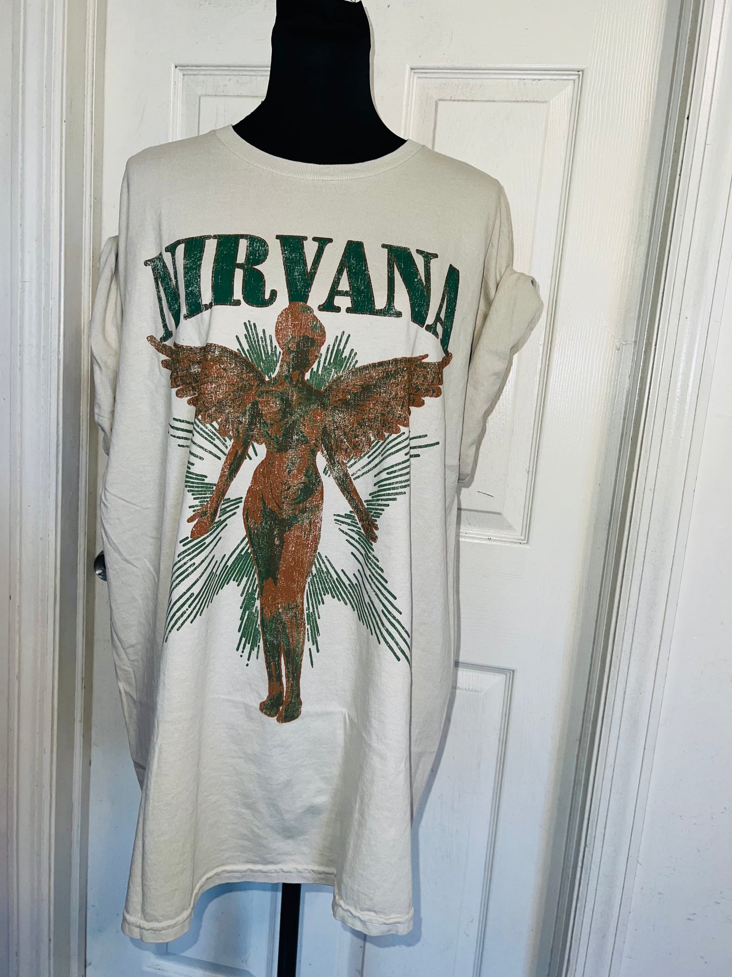 Nirvana Double Sided Oversized Distressed Tee