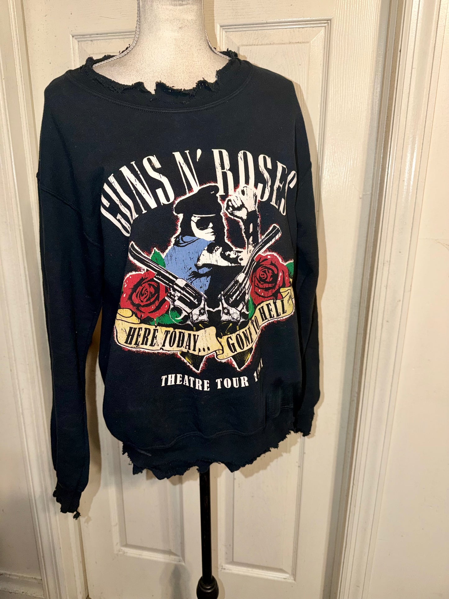 Guns N’ Roses Oversized Distressed Sweatshirt