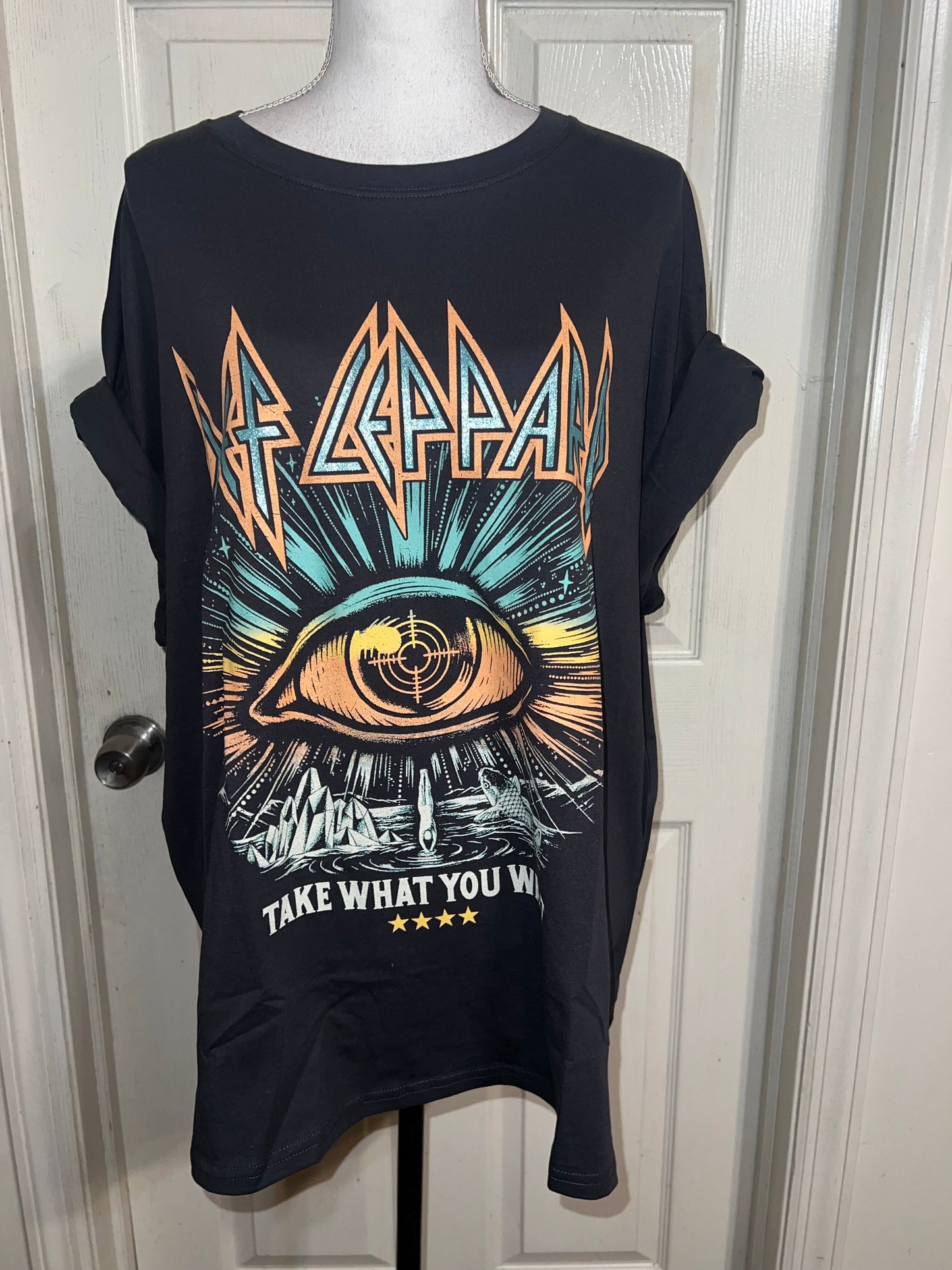 Def Leppard Oversized Distressed Tee