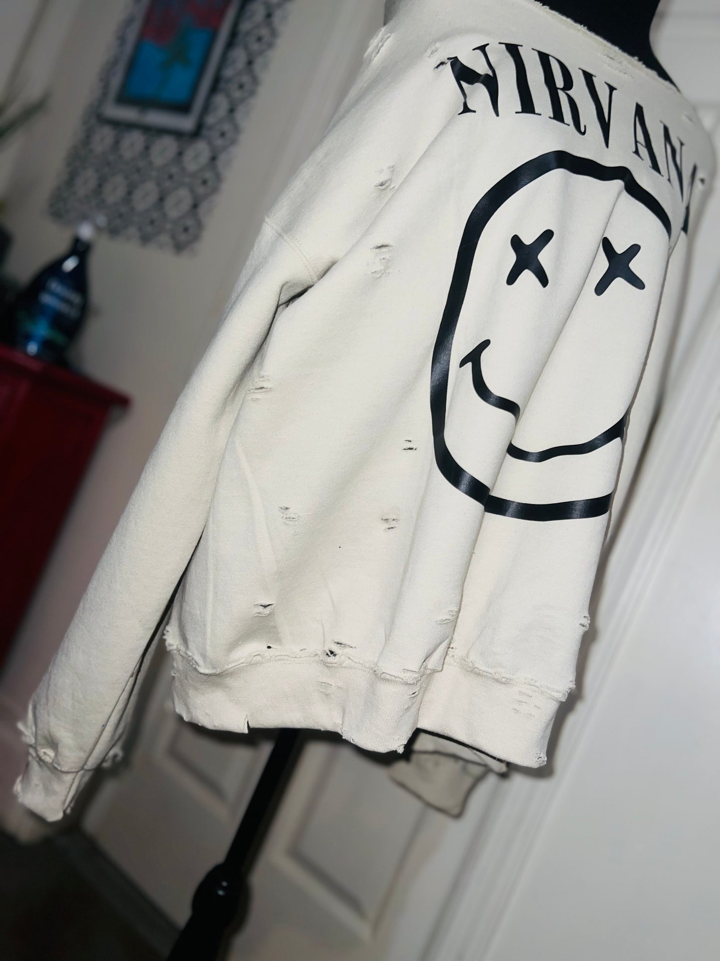 Nirvana Oversized Distressed Sweatshirt