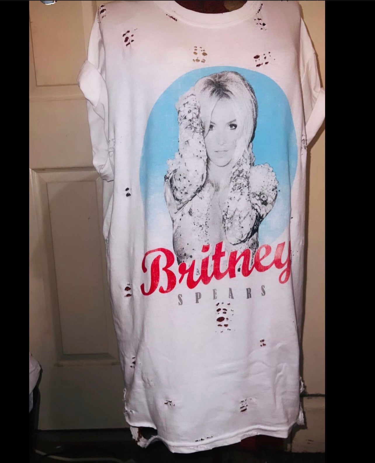 Britney Spears Oversized Distressed Tee
