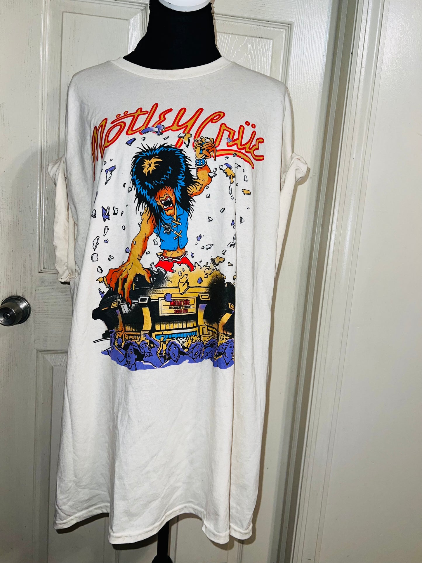 Motley Crue Tour Double Sided Oversized Distressed Tee