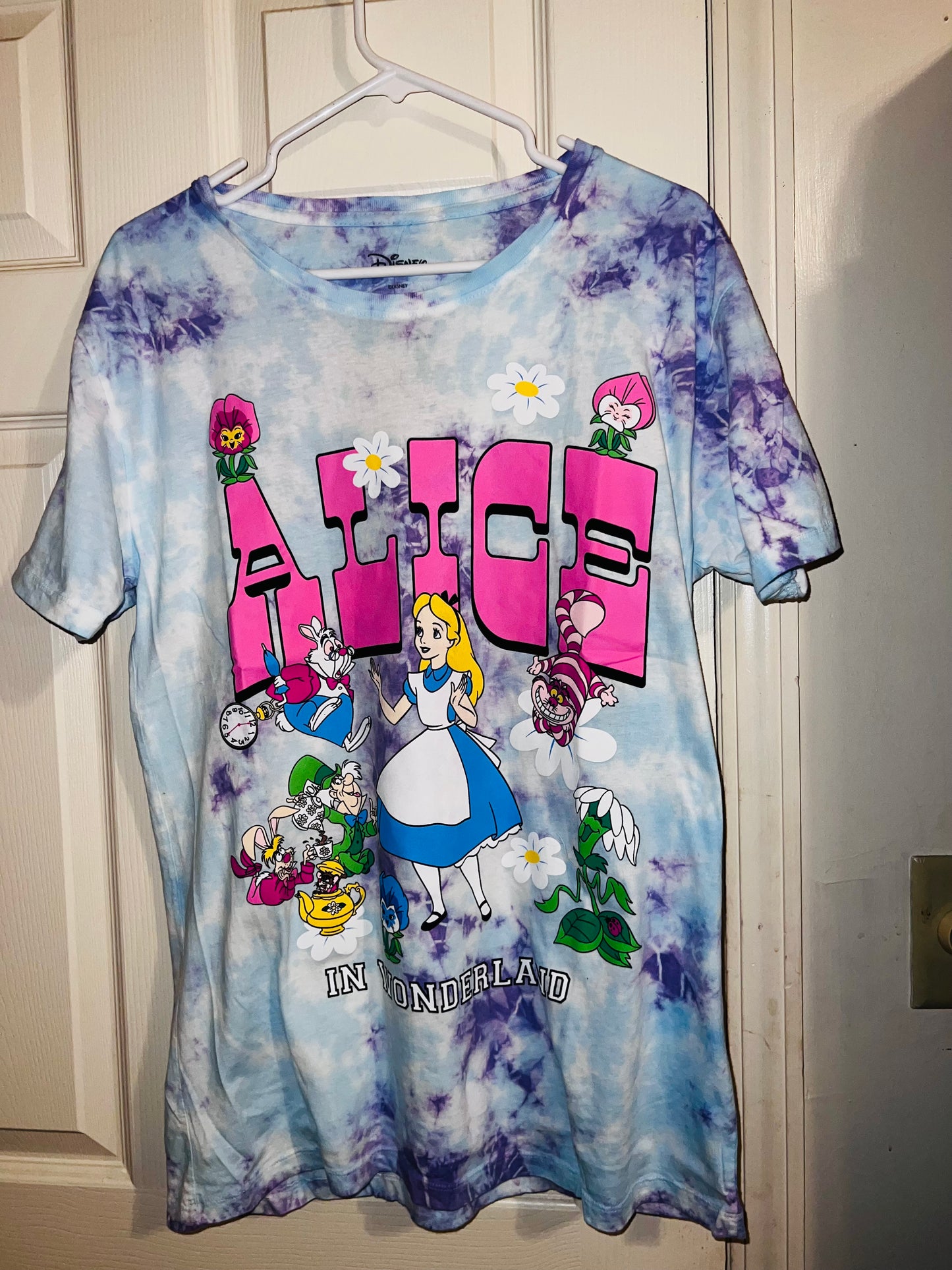 Alice in Wonderland Tie Dye Oversized Distressed Tee