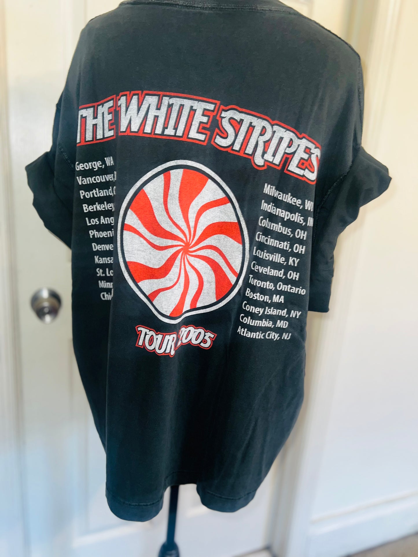 The White Stripes Double Sided Oversized Distressed Tee