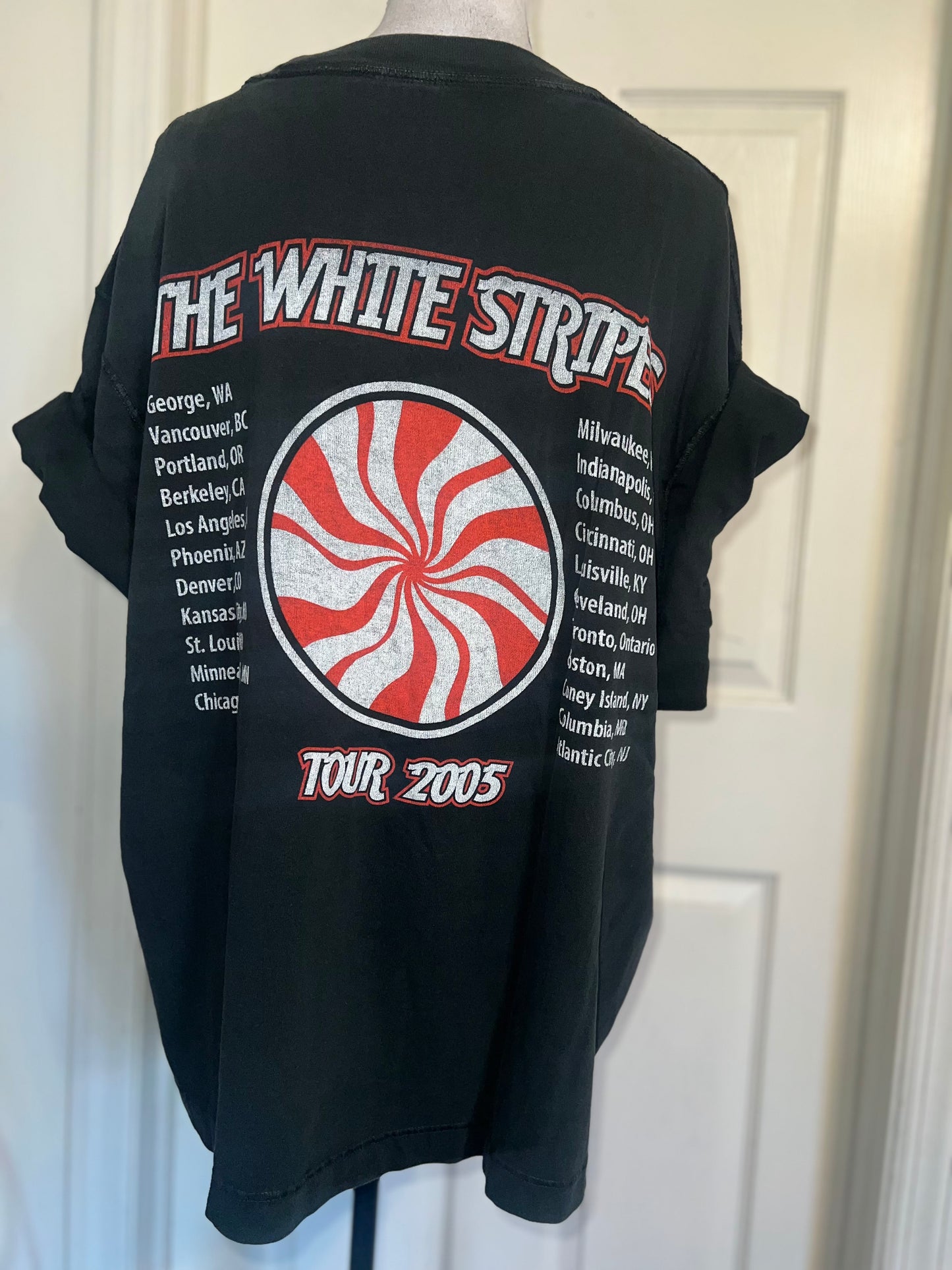 The White Stripes Double Sided Oversized Distressed Tee