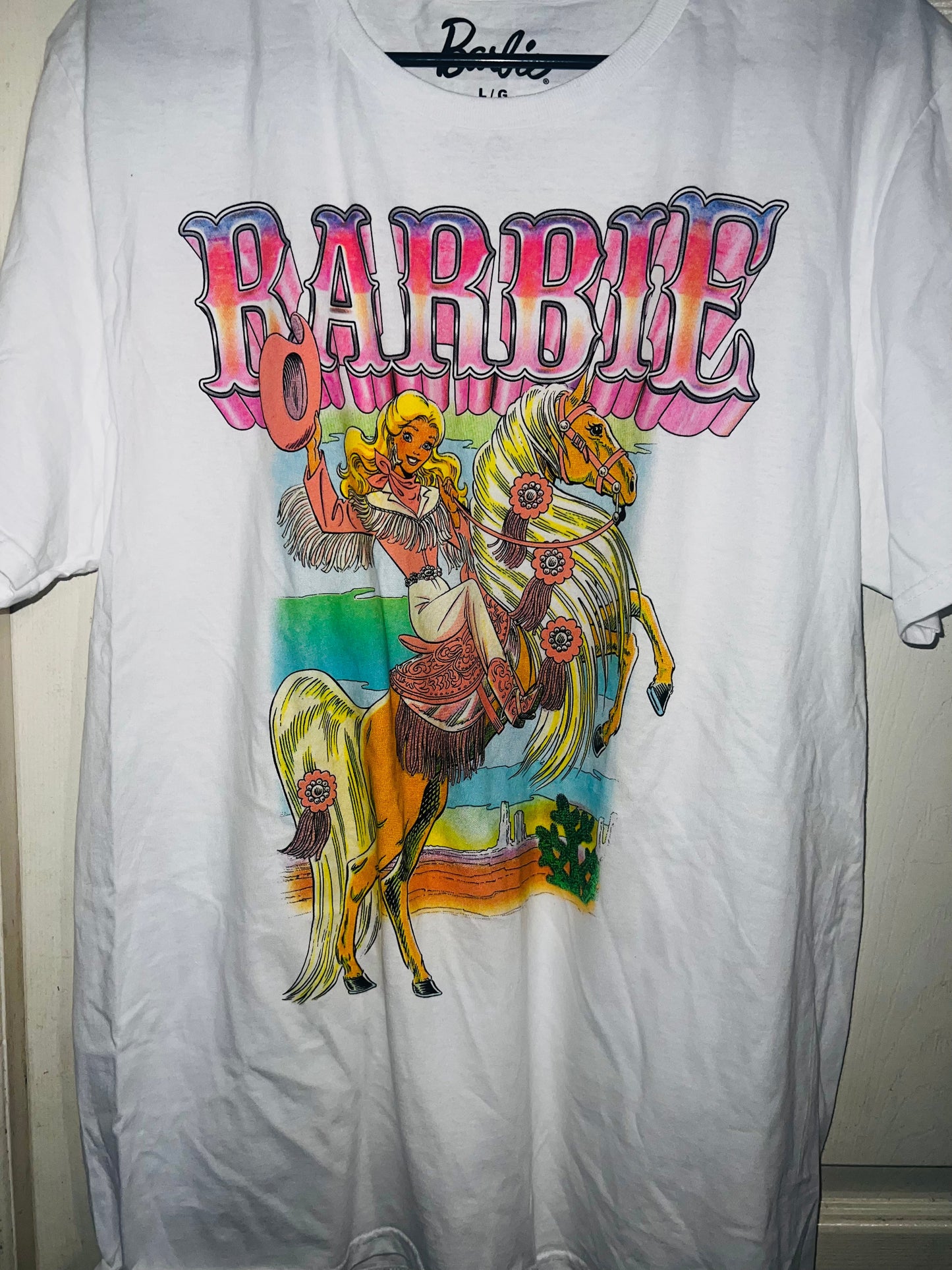 Barbie Cowgirl Oversized Distressed Tee