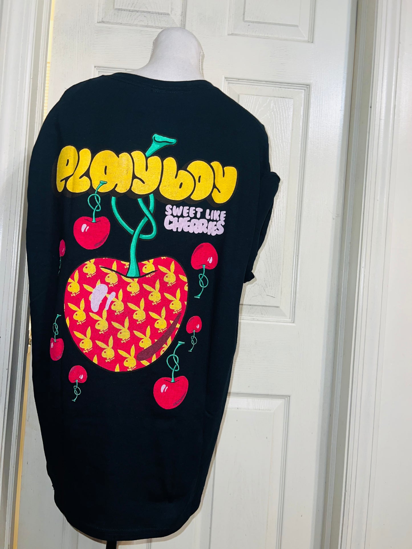 Playboy Cherry Double Sided Oversized Distressed Tee