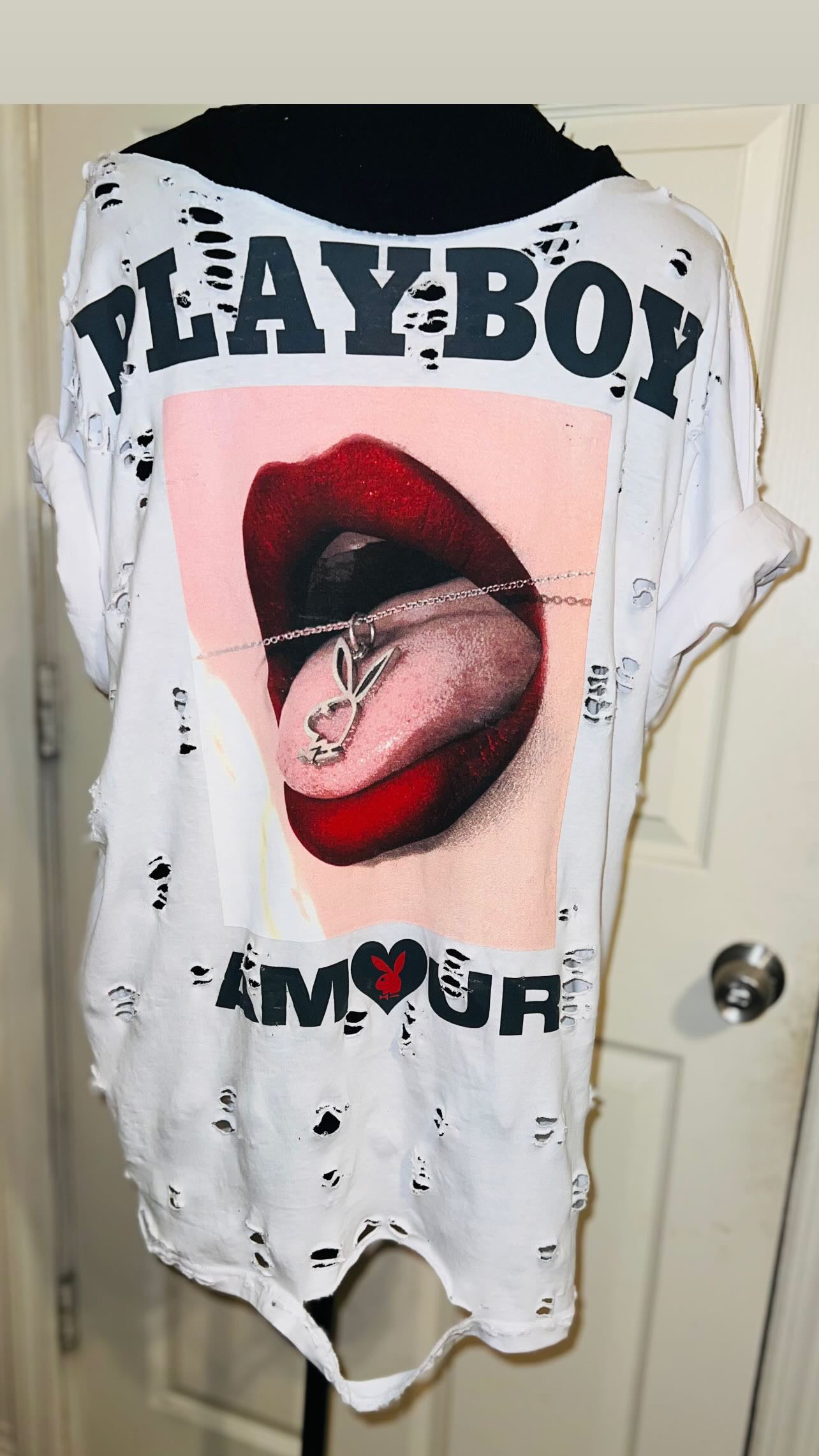 Playboy Double Sided Oversized Distressed Tee