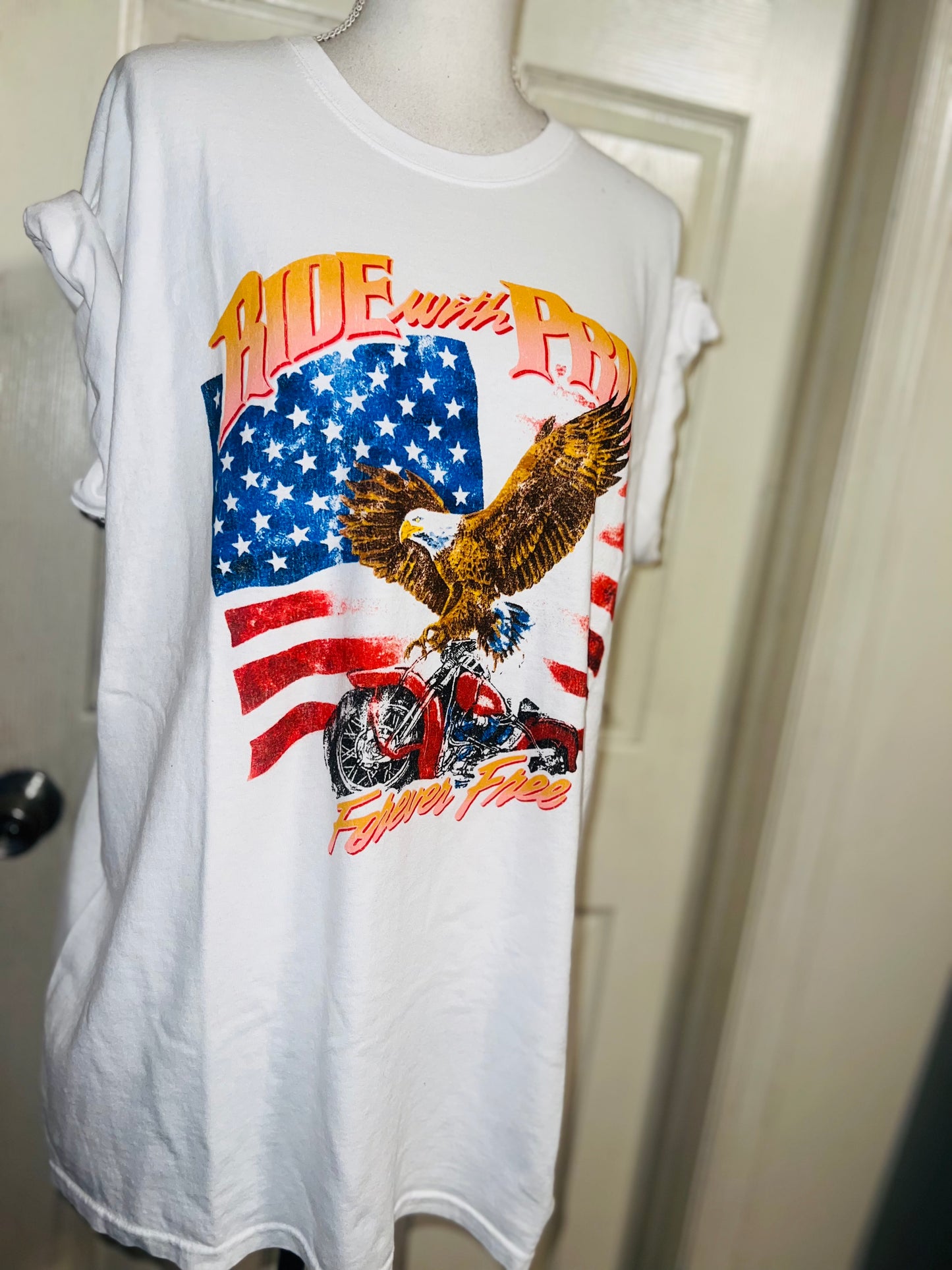 Ride With Pride Oversized Distressed Tee