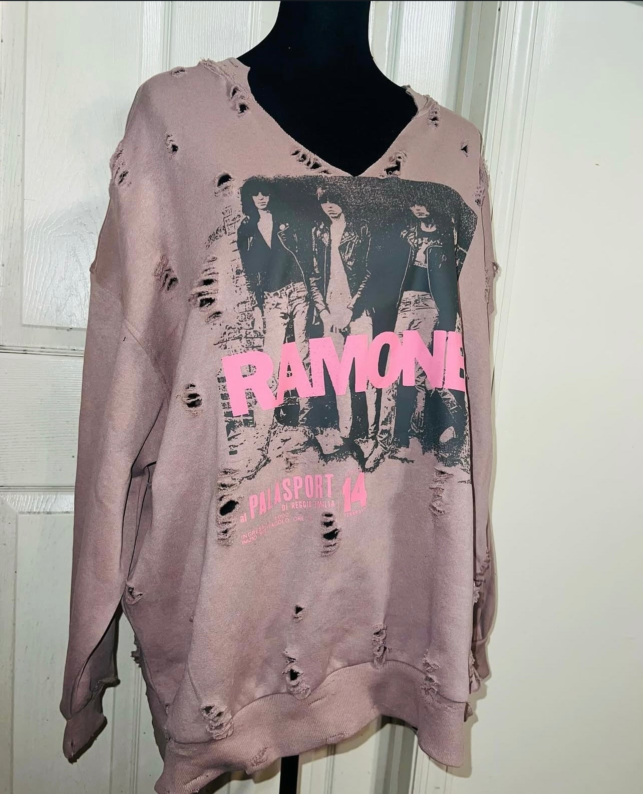 The Ramones Oversized Distressed Sweatshirt
