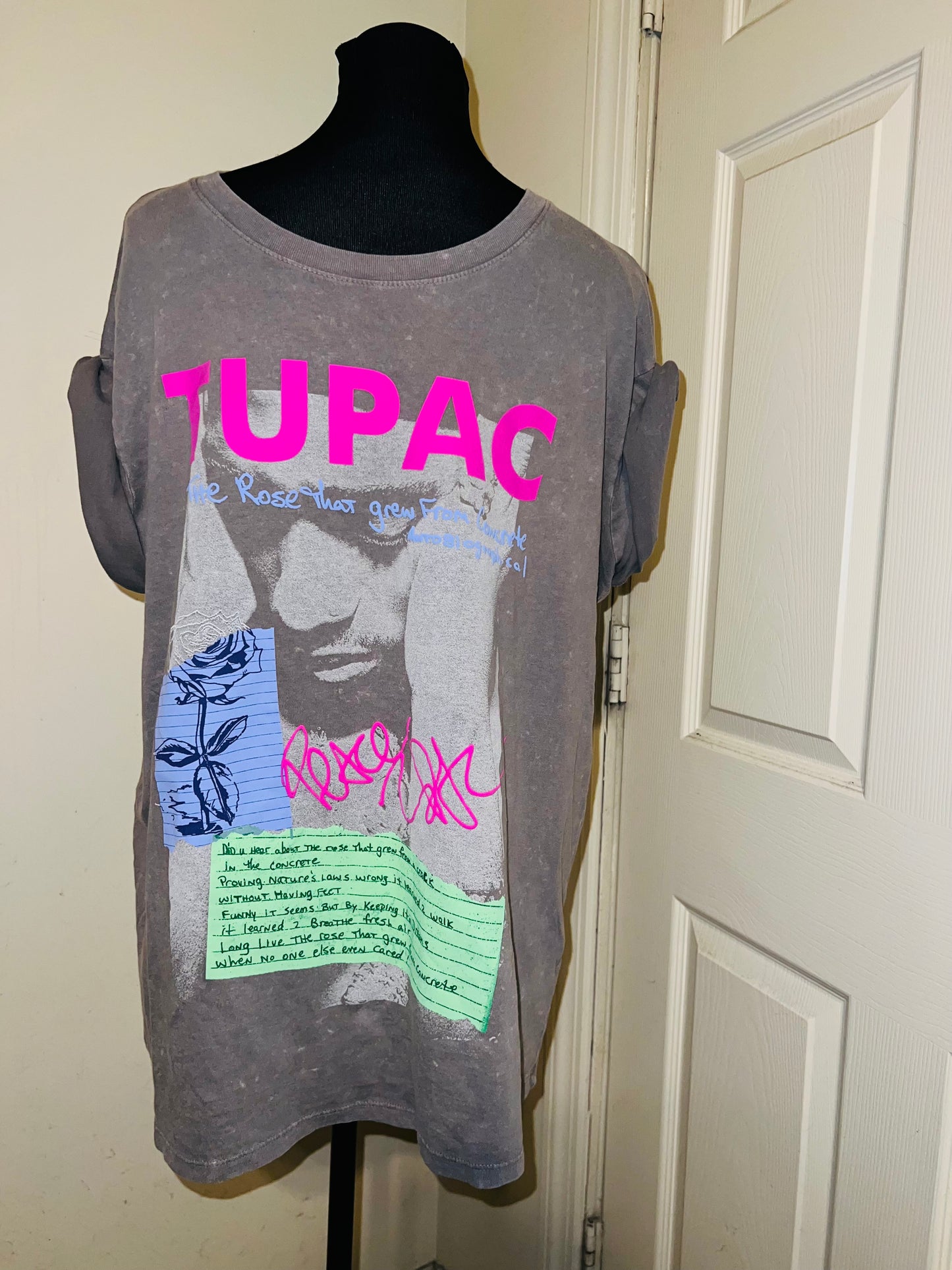 Tupac Double Sided Oversized Distressed Tee