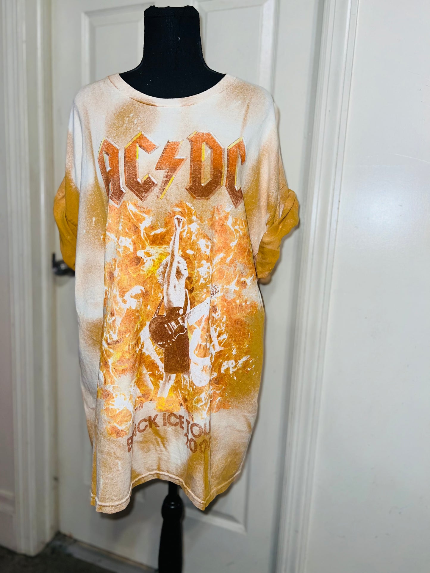 AC/DC Bleached Oversized Distressed Tee