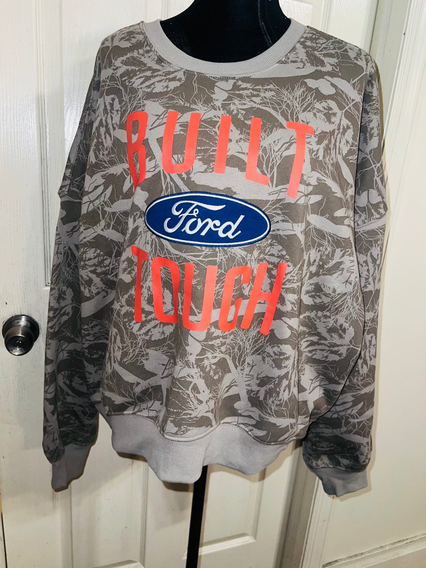 Ford Oversized Distressed Camo Sweatshirt
