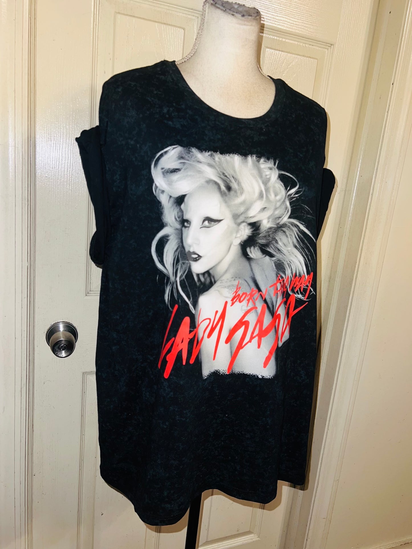 Lady Gaga Oversized Distressed Tee