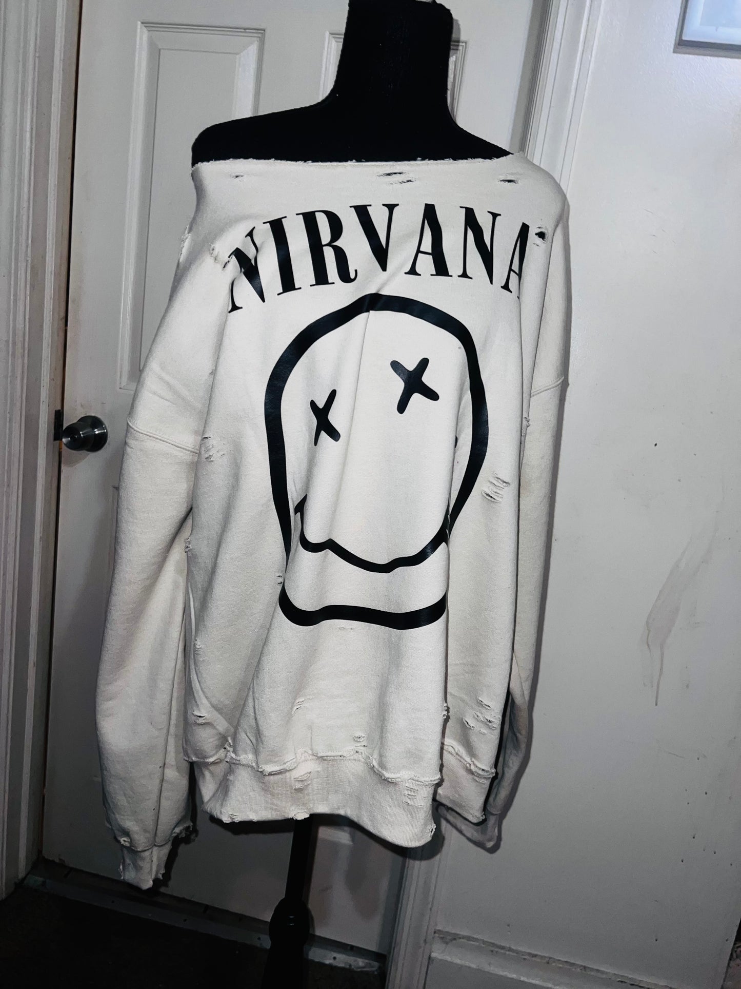 Nirvana Oversized Distressed Sweatshirt