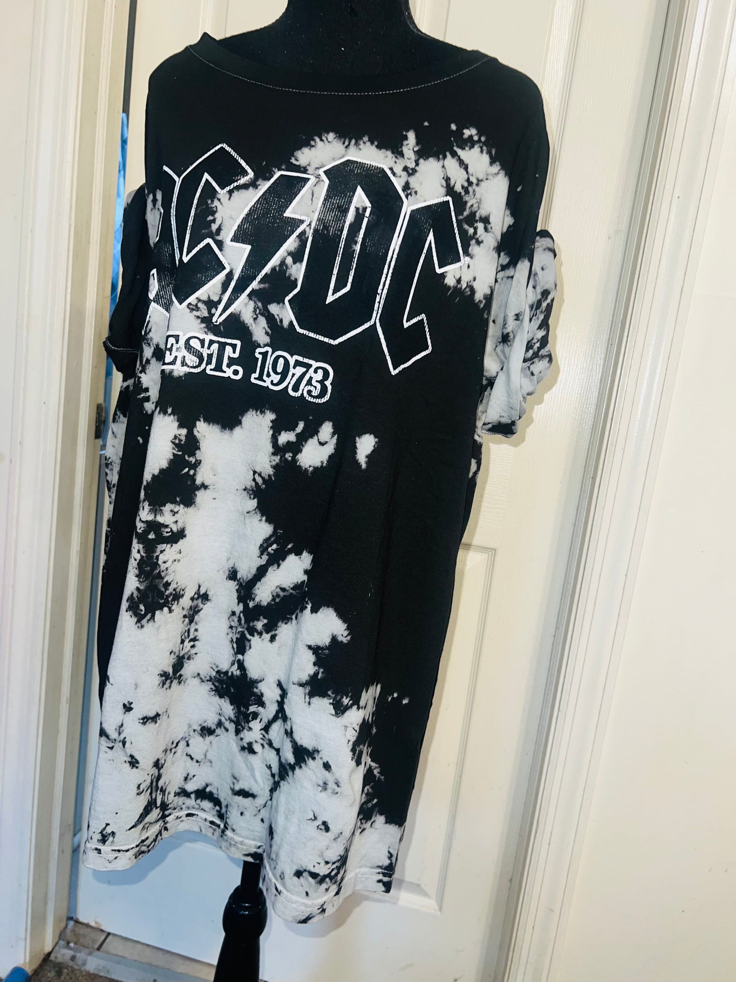 AC/DC Tie Dye Oversized Distressed Tee