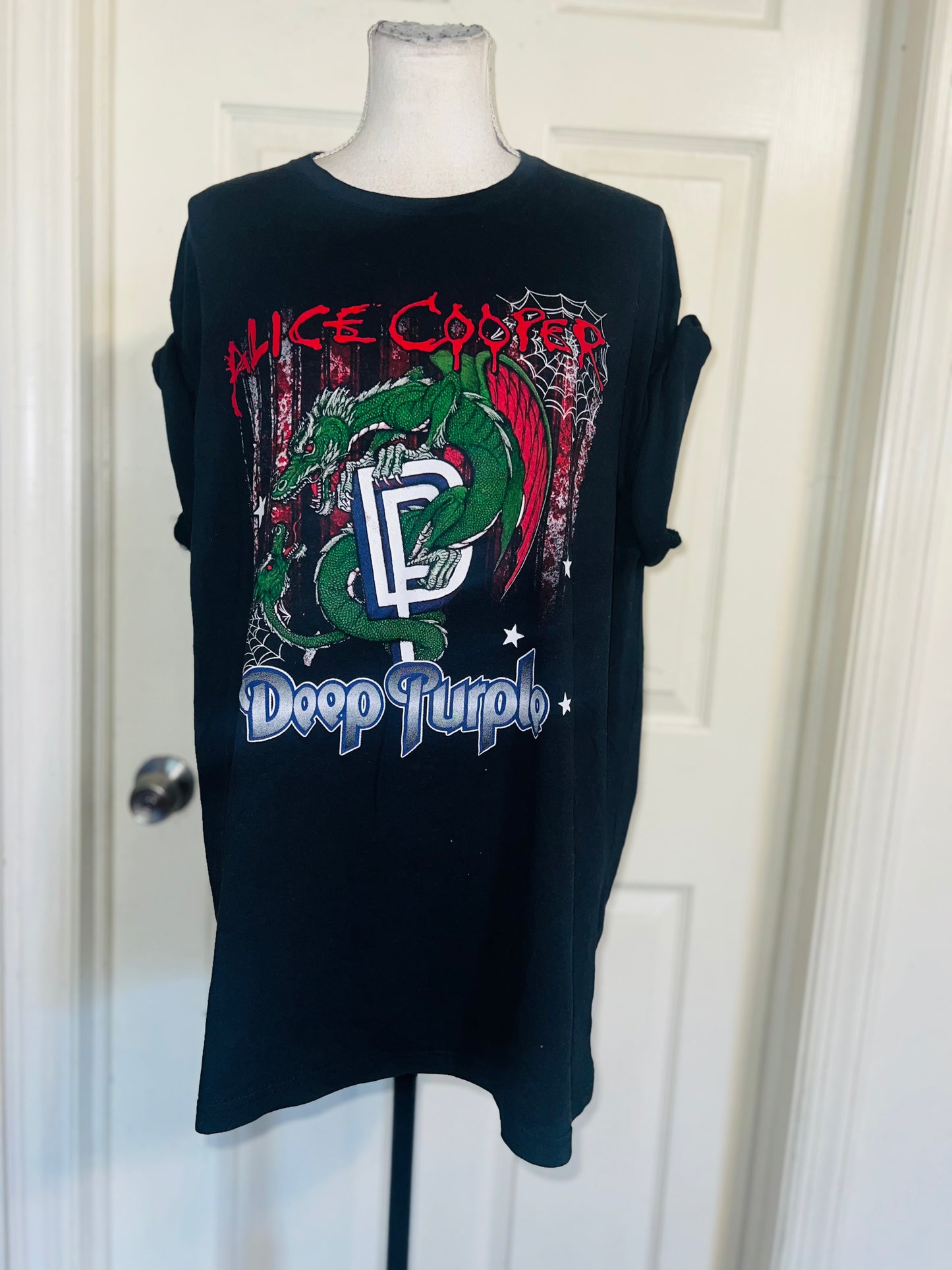 Alice Cooper and Deep Purple Double Sided Oversized Distressed Tee