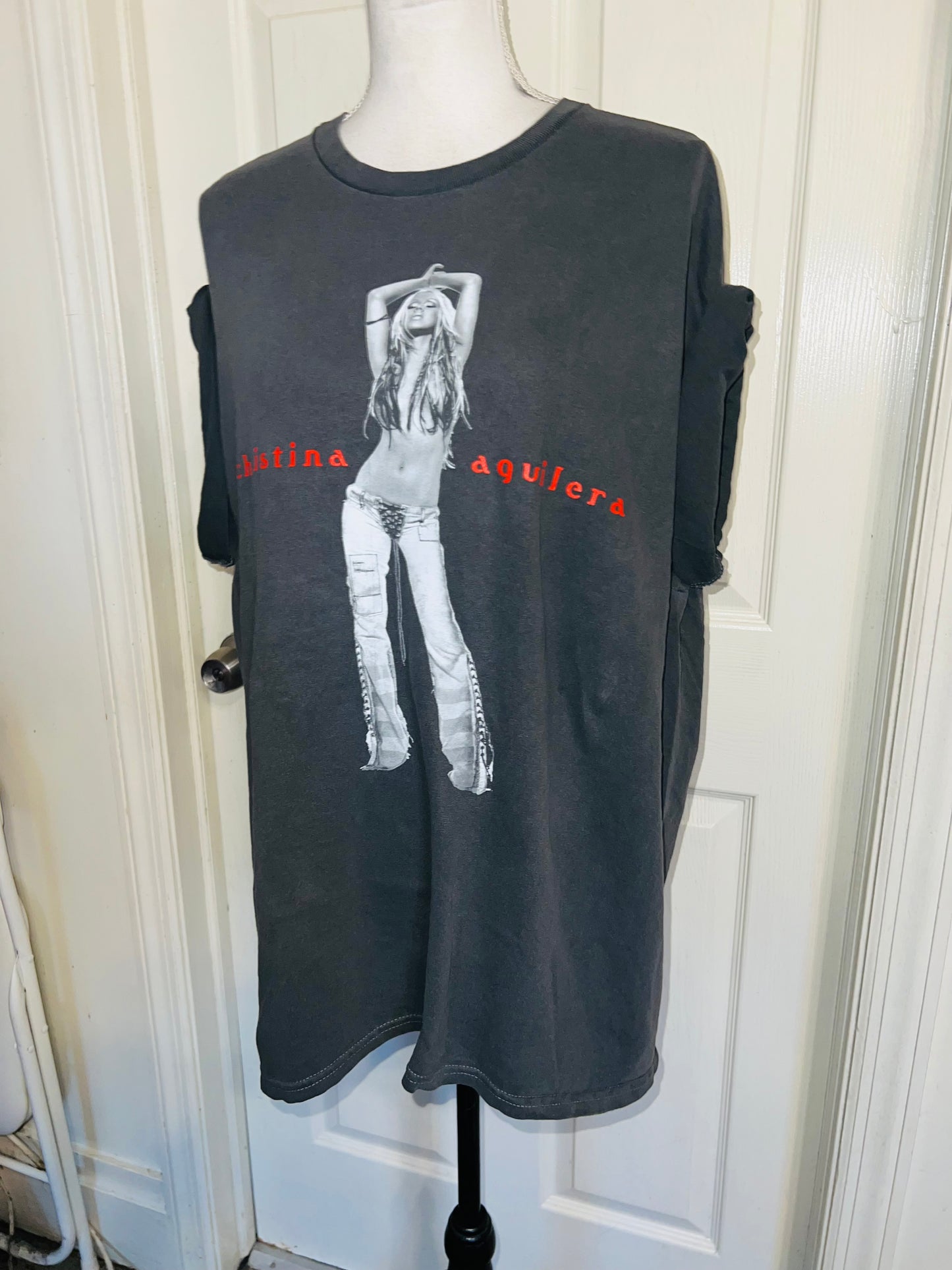 Christina Aguilera Oversized Distressed Tee