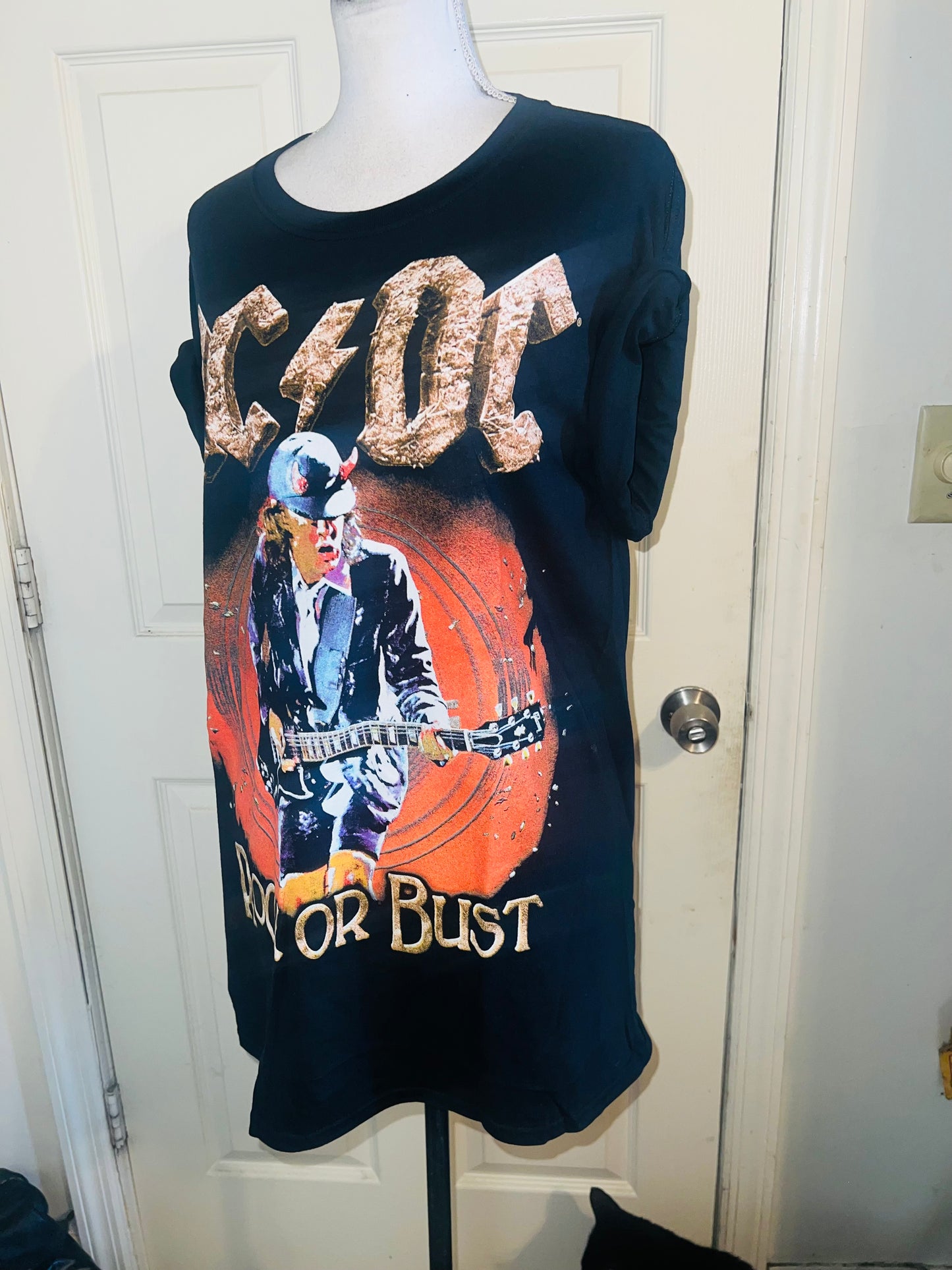 AC/DC Double Sided Oversized Distressed Tee