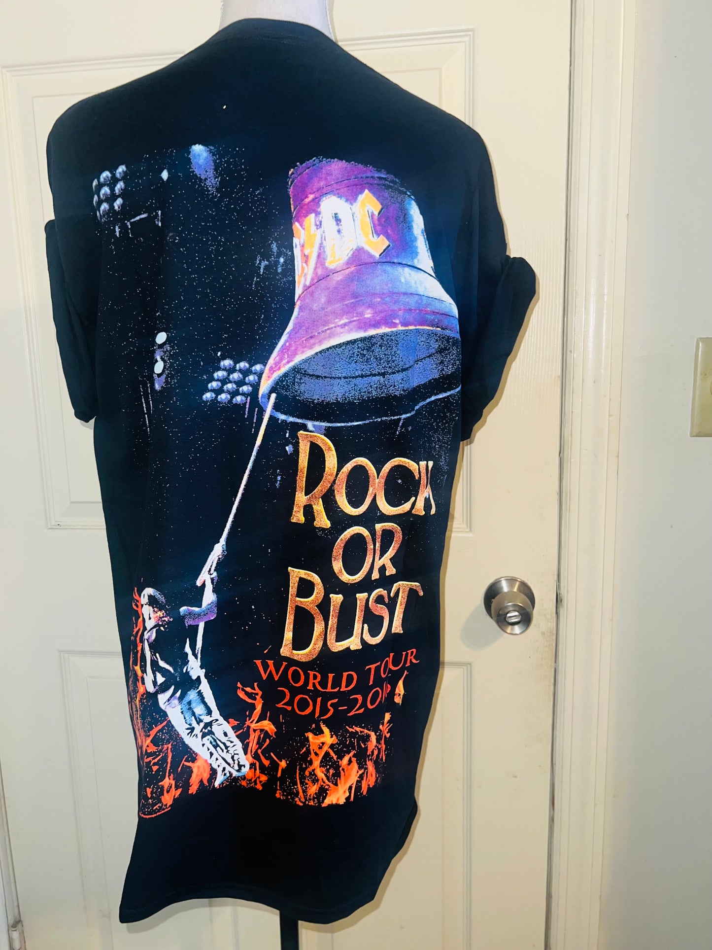 AC/DC Double Sided Oversized Distressed Tee