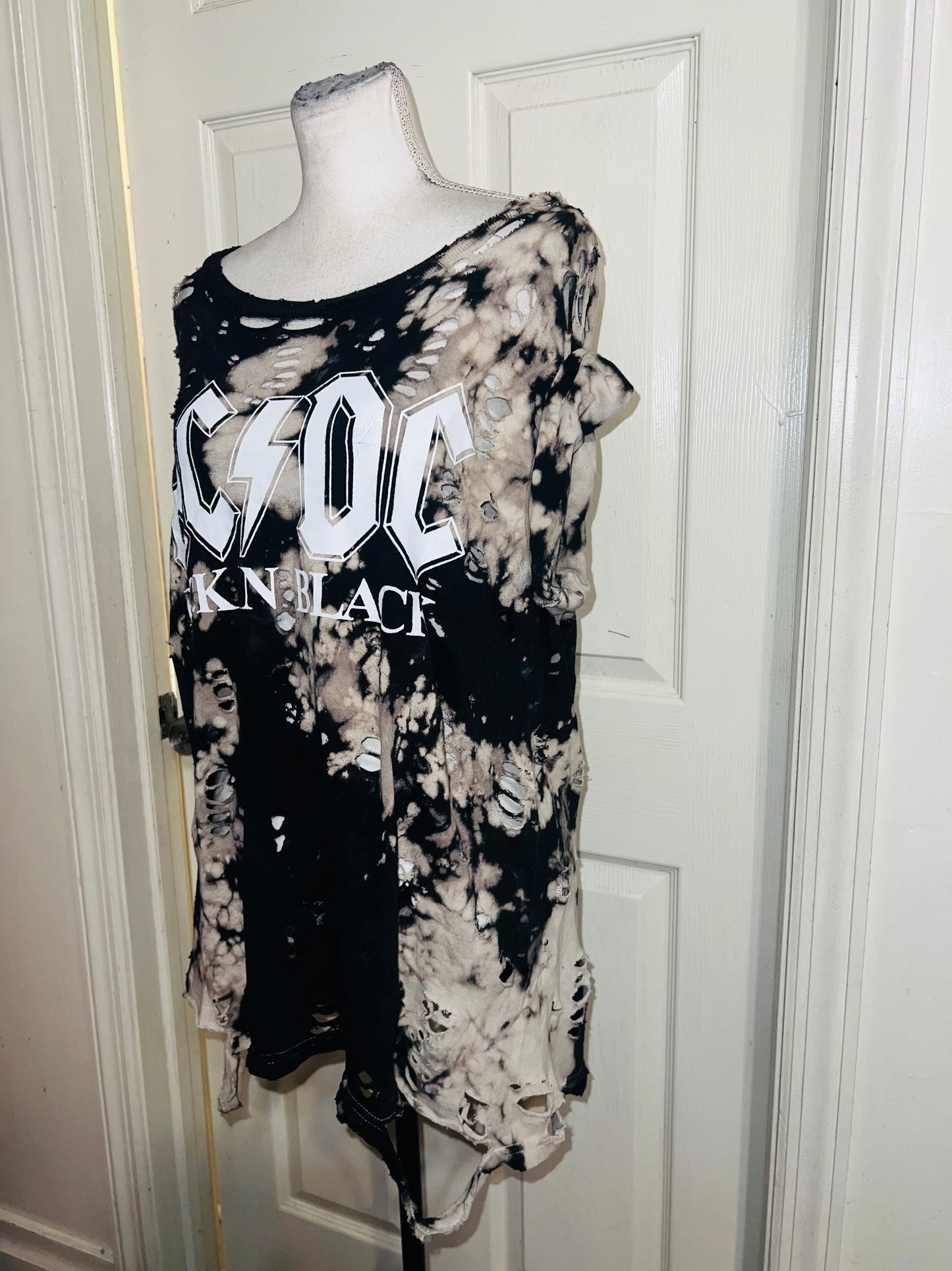 AC/DC Double Sided Oversized Distressed Tee