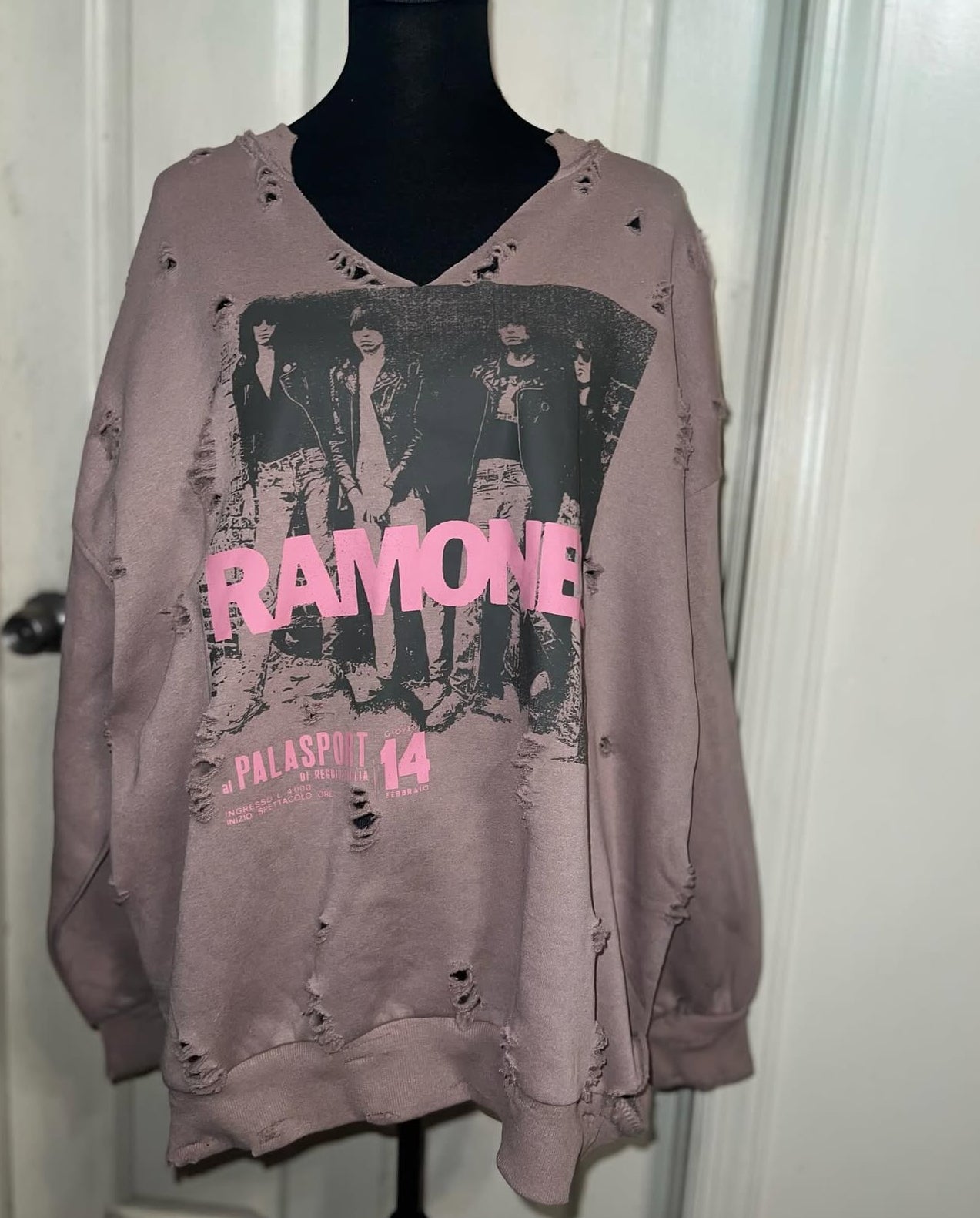 The Ramones Oversized Distressed Sweatshirt