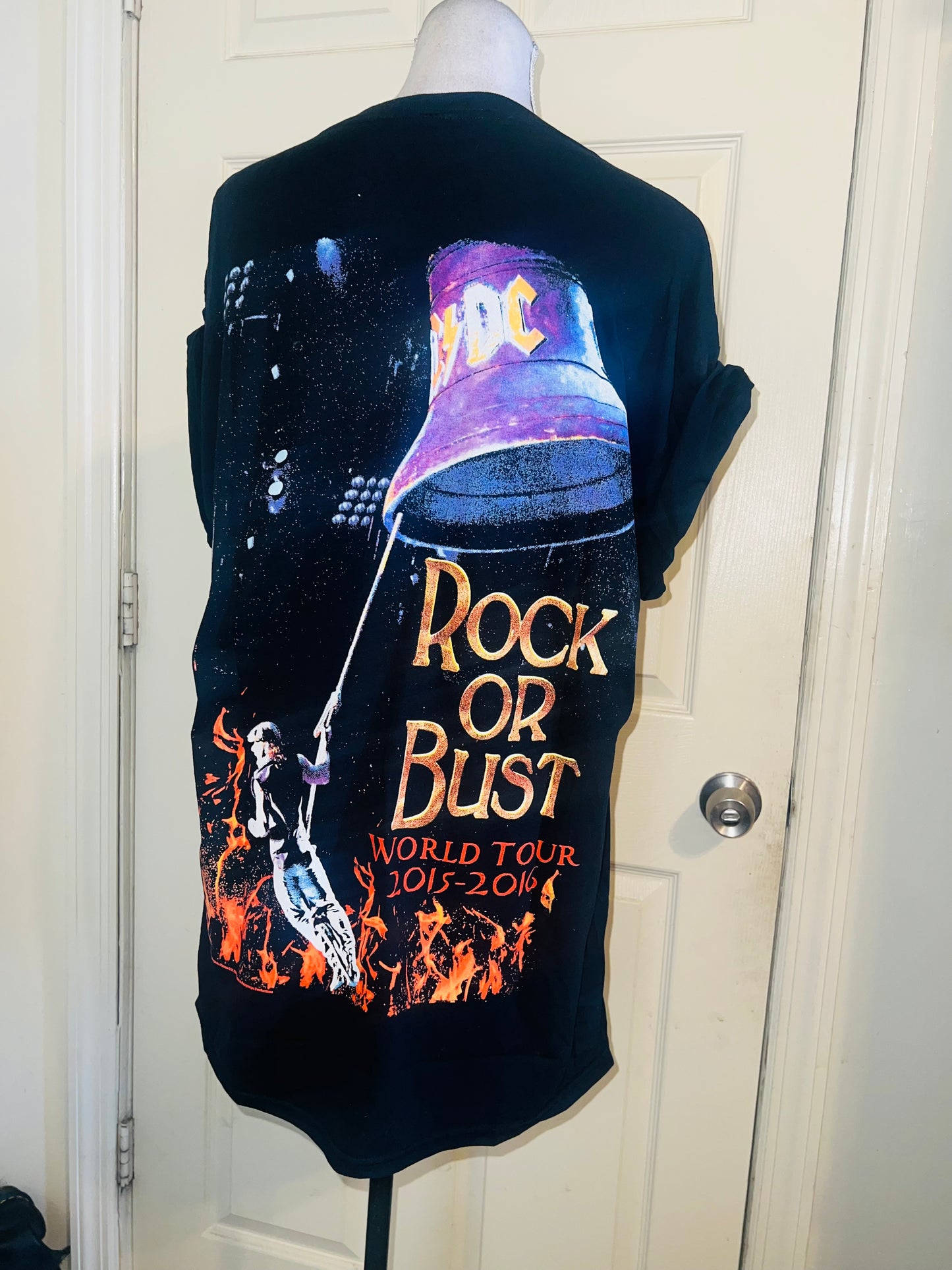 AC/DC Double Sided Oversized Distressed Tee