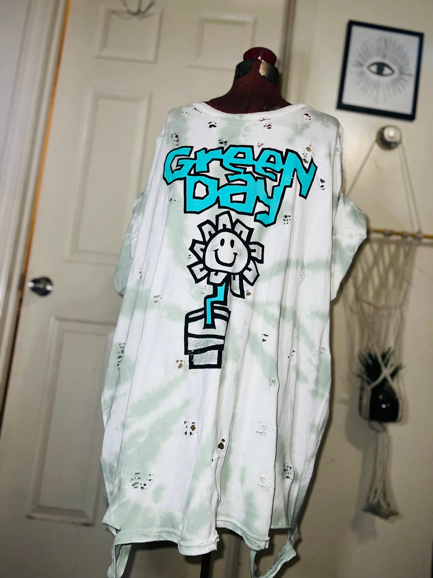 Green Day Tie Dye Double Sided Distressed Tee