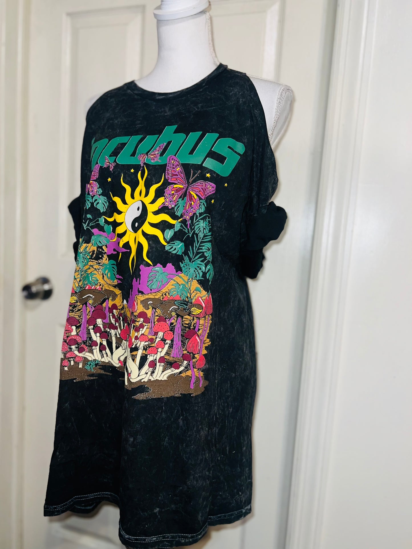 Incubus Oversized Distressed Cut Out Tee