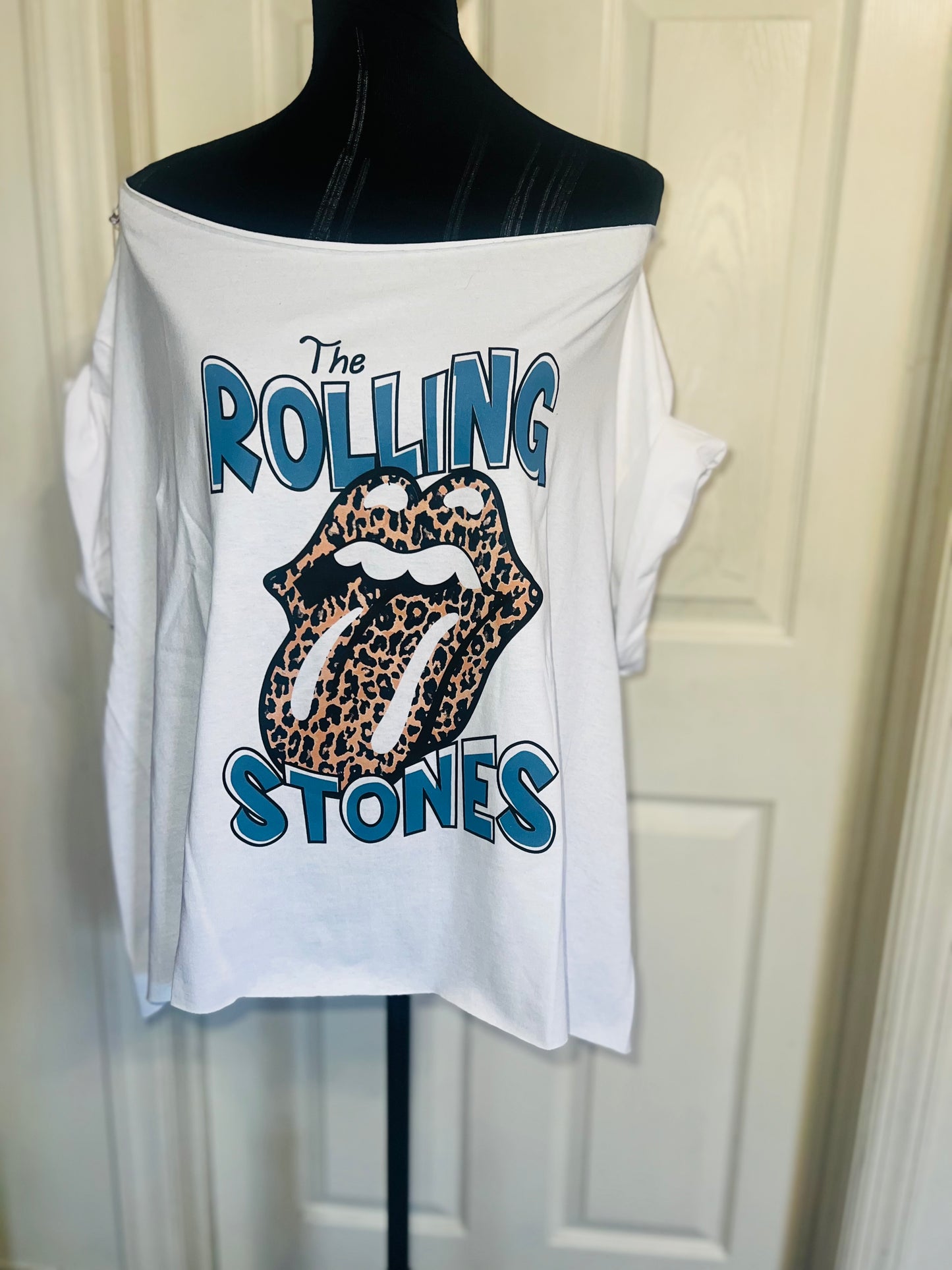 Rolling Stones Off The Shoulder Oversized Distressed Tee