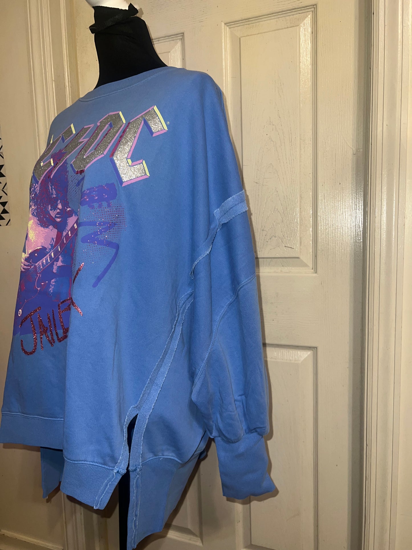 AC/DC Oversized Distressed Sweatshirt