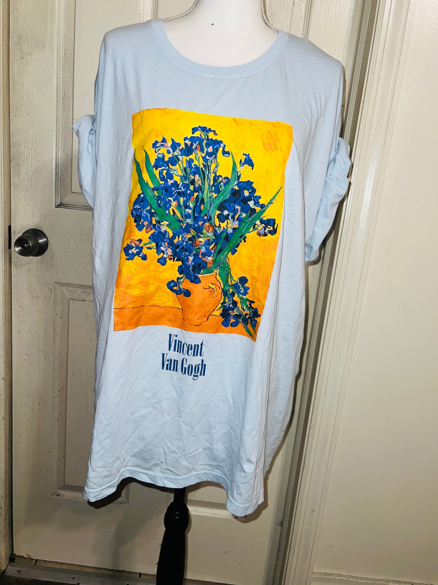 Vincent Van Gogh Irises Oversized Distressed Tee