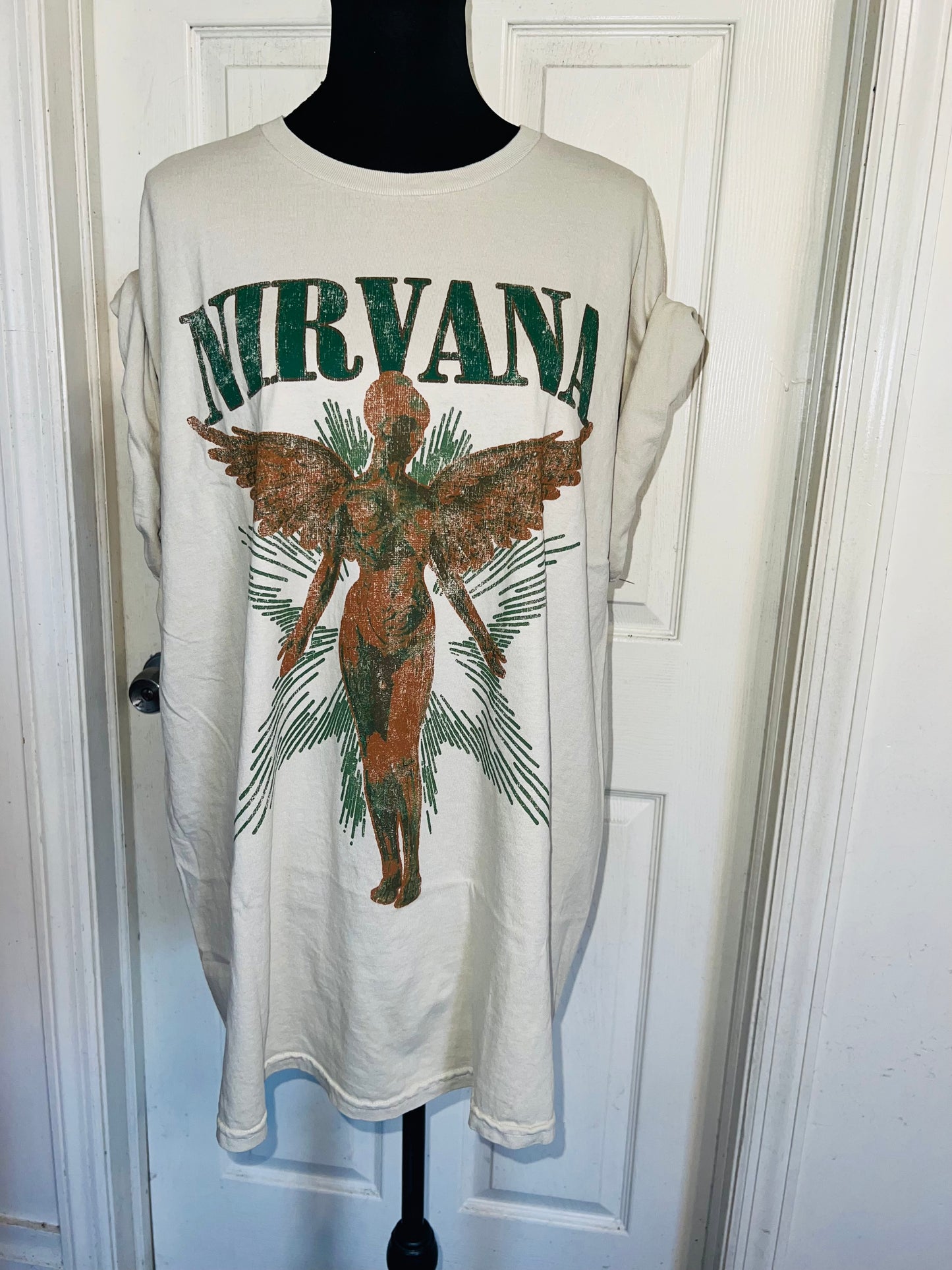 Nirvana Double Sided Oversized Distressed Tee