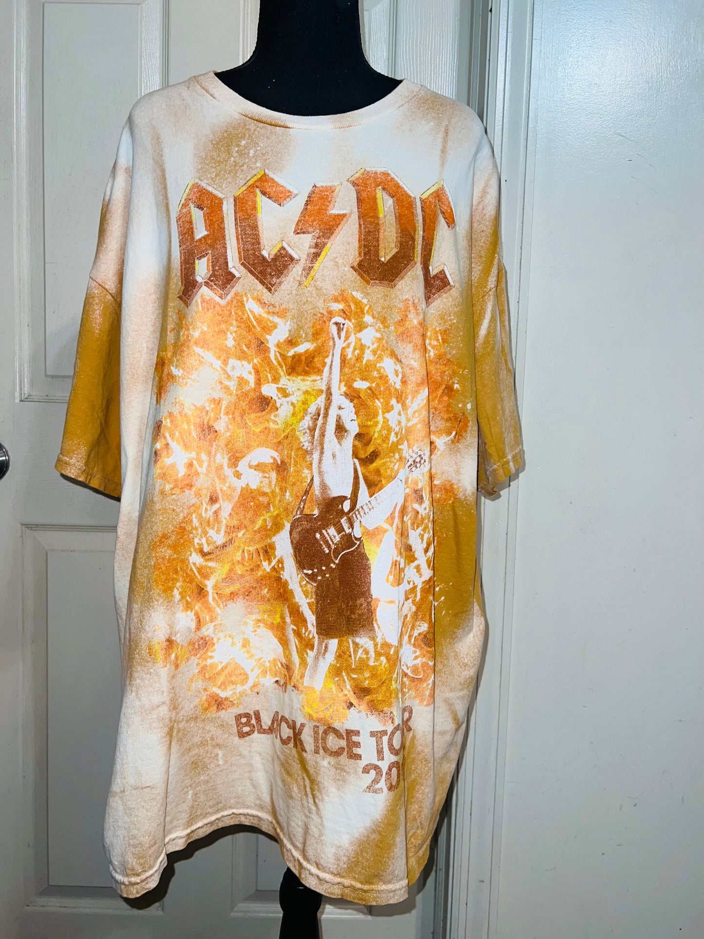 AC/DC Bleached Oversized Distressed Tee