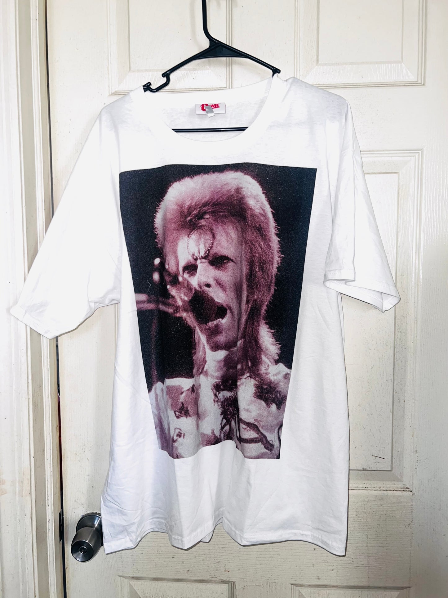 David Bowie Black & White Oversized Distressed Tee