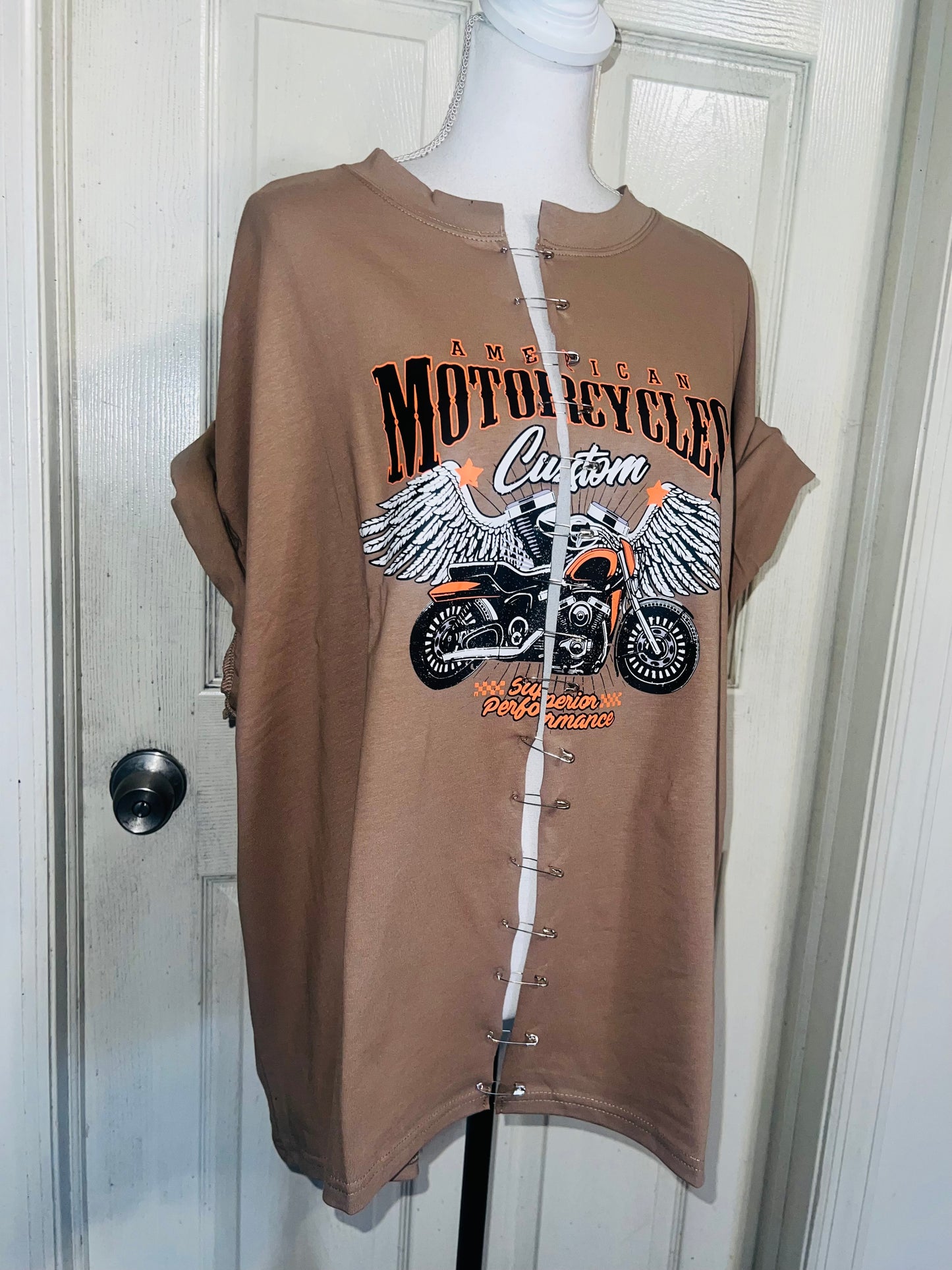 Motorcycle Split Distressed Oversized Tee