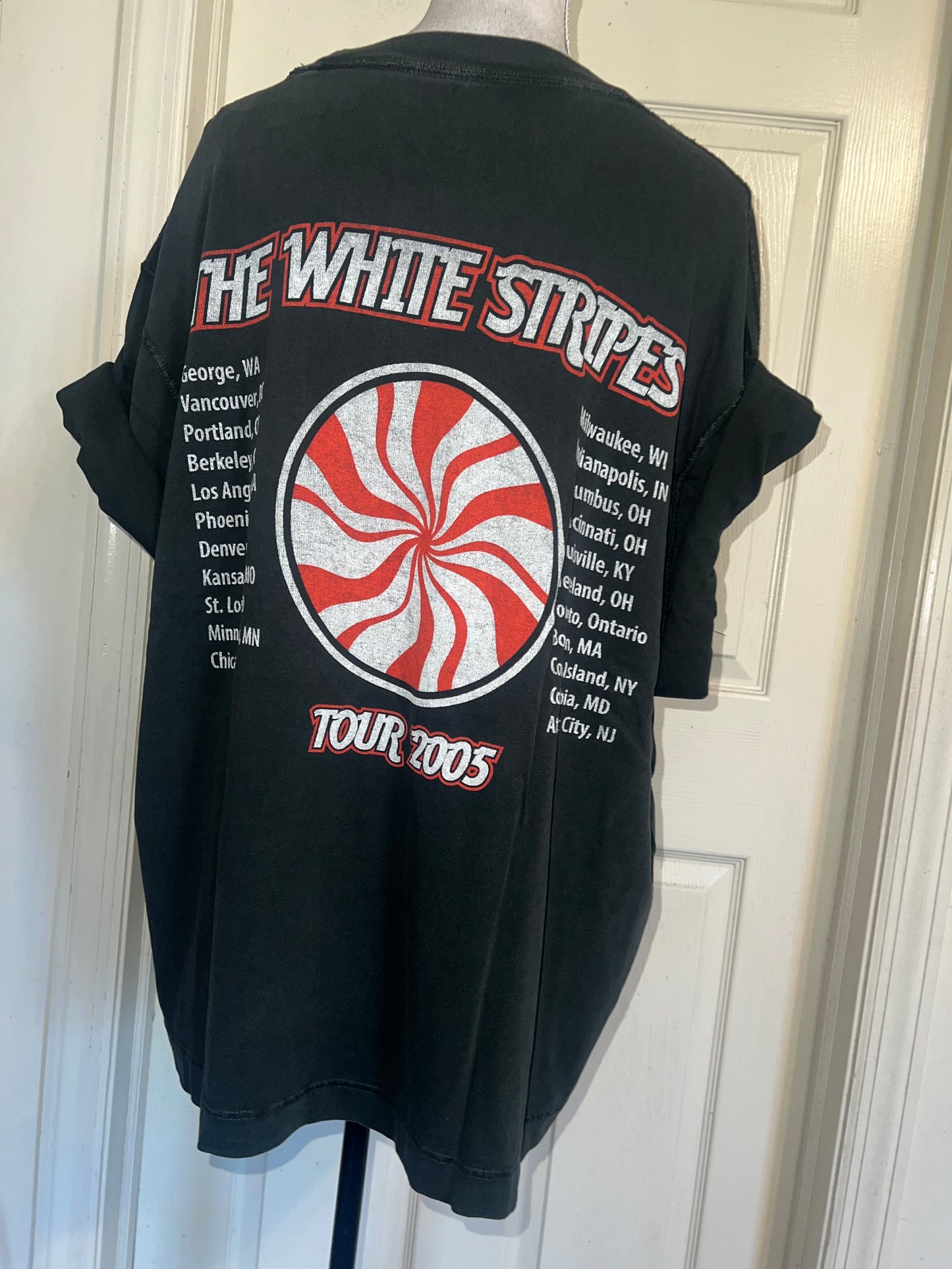 The White Stripes Double Sided Oversized Distressed Tee