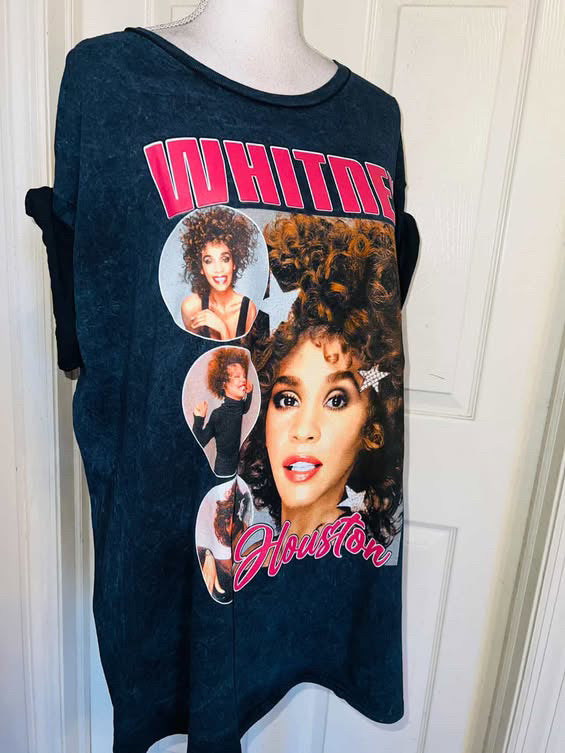 Whitney Houston Double Sided Oversized Distressed Tee