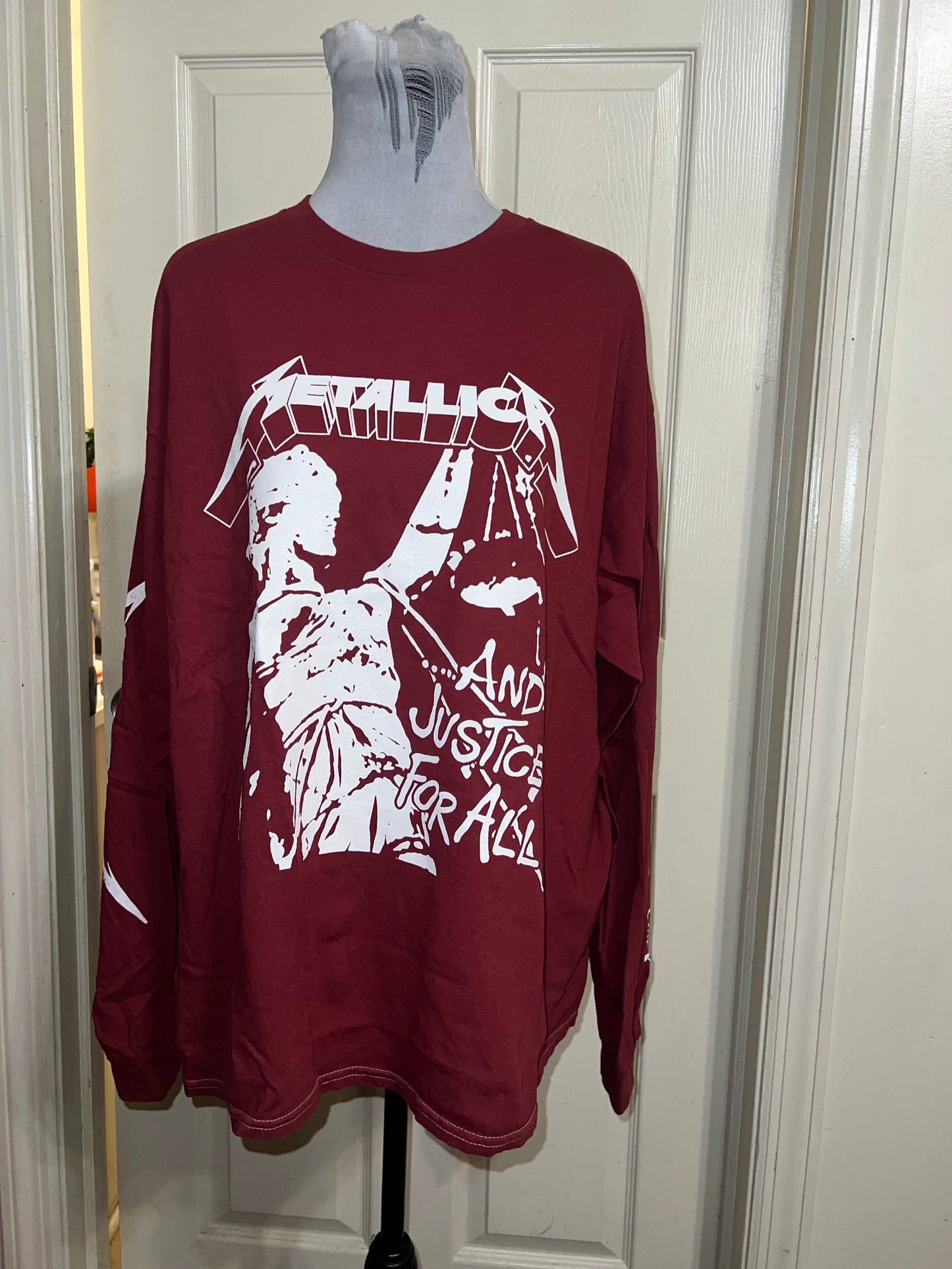 Metallica Long Sleeve Oversized Distressed Tee