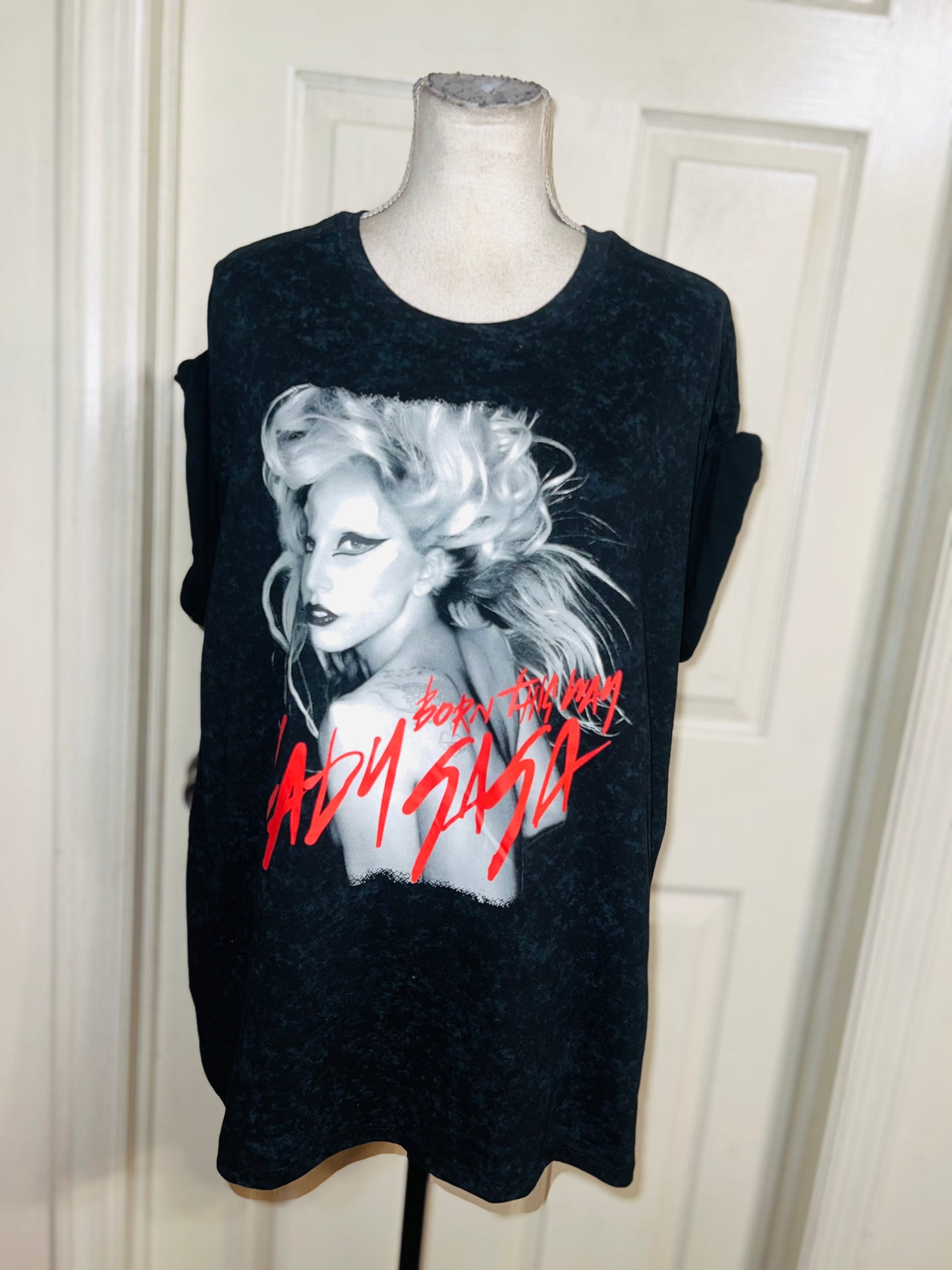 Lady Gaga Oversized Distressed Tee