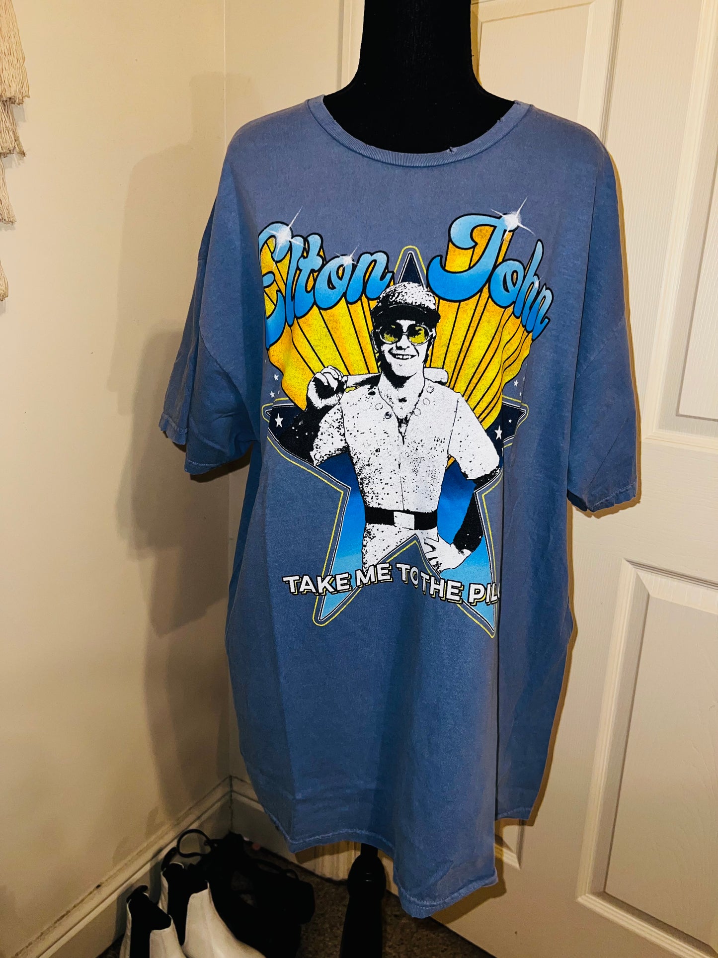 Elton John Oversized Distressed Tee