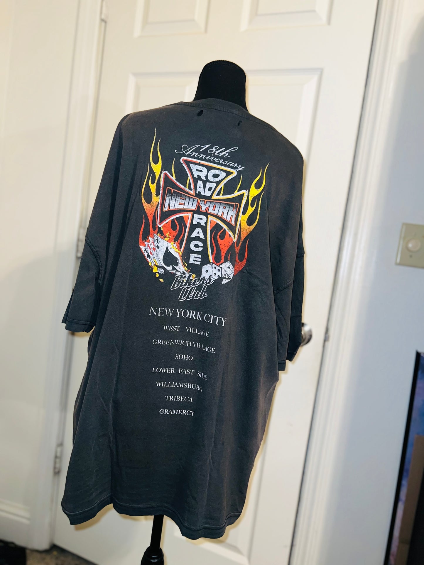 Bikers Club Road Race 18th Anniversary Oversized Distressed Tee